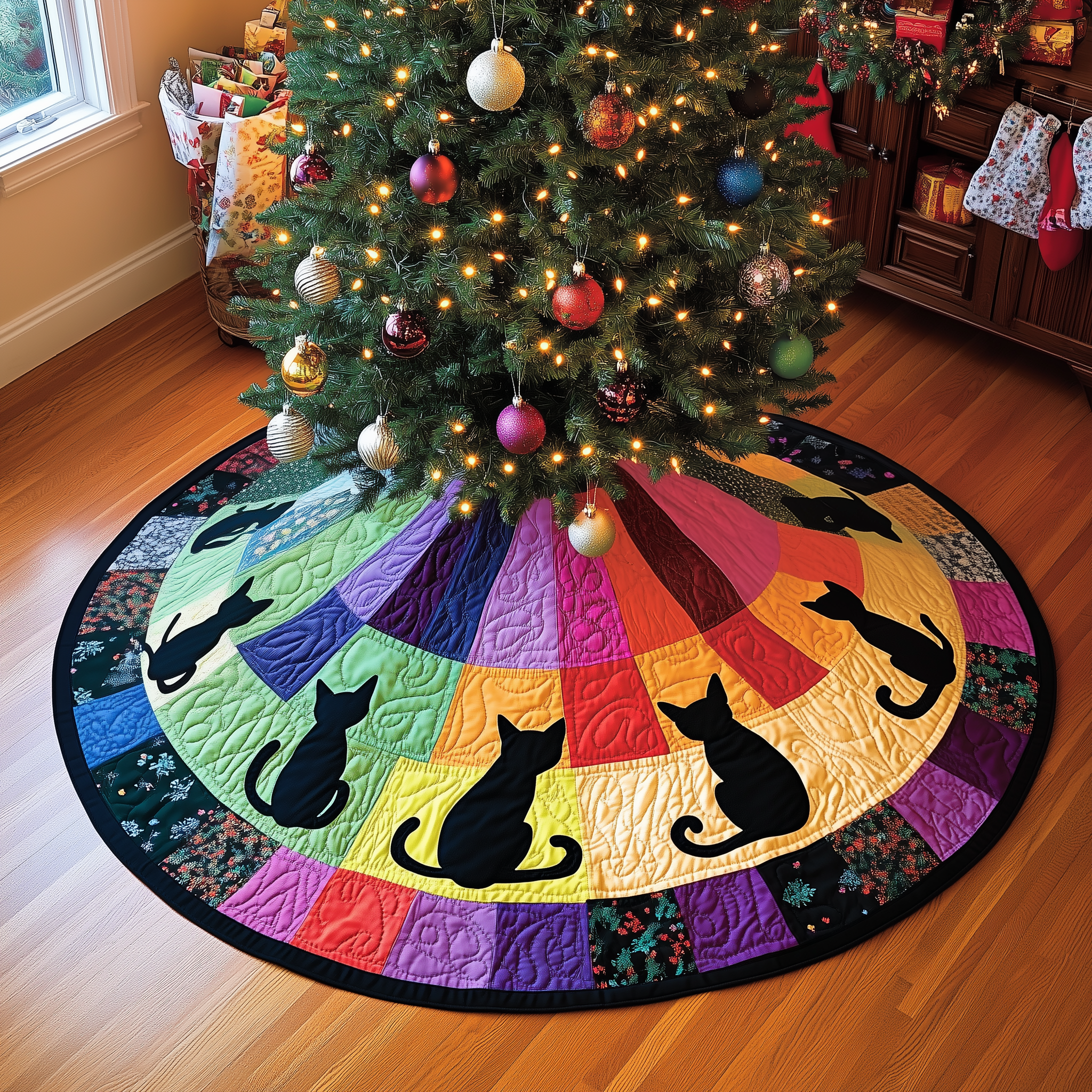 Cat Quilted Tree Skirt Celebrate the Joy of Christmas with Worry-Free Decor Cat Quilted Tree Skirt Celebrate the Joy of Christmas with Worry-Free Decor