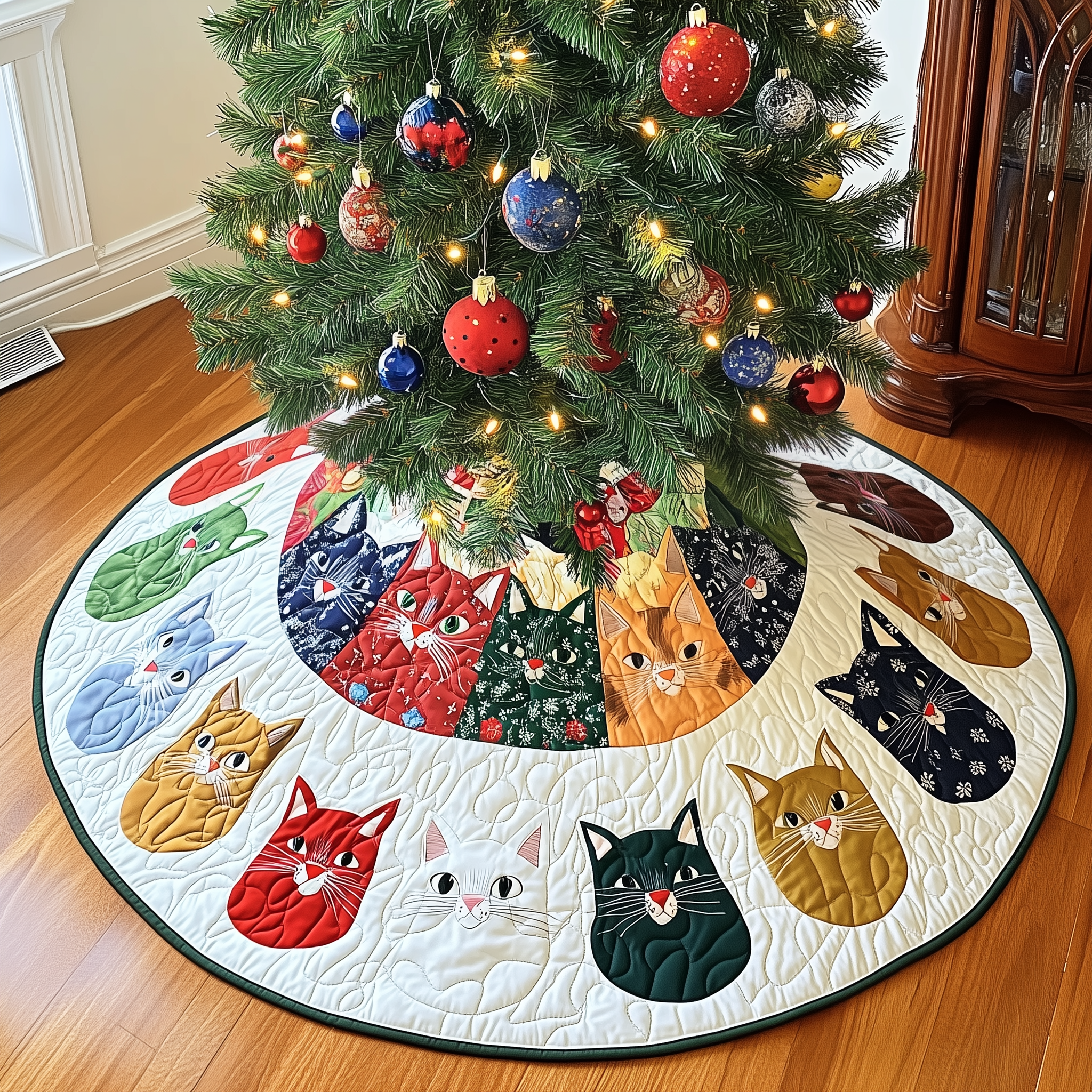 Cat Quilted Tree Skirt Feel the Comfort of Christmas with a Durable Tree Skirt Cat Quilted Tree Skirt Feel the Comfort of Christmas with a Durable Tree Skirt