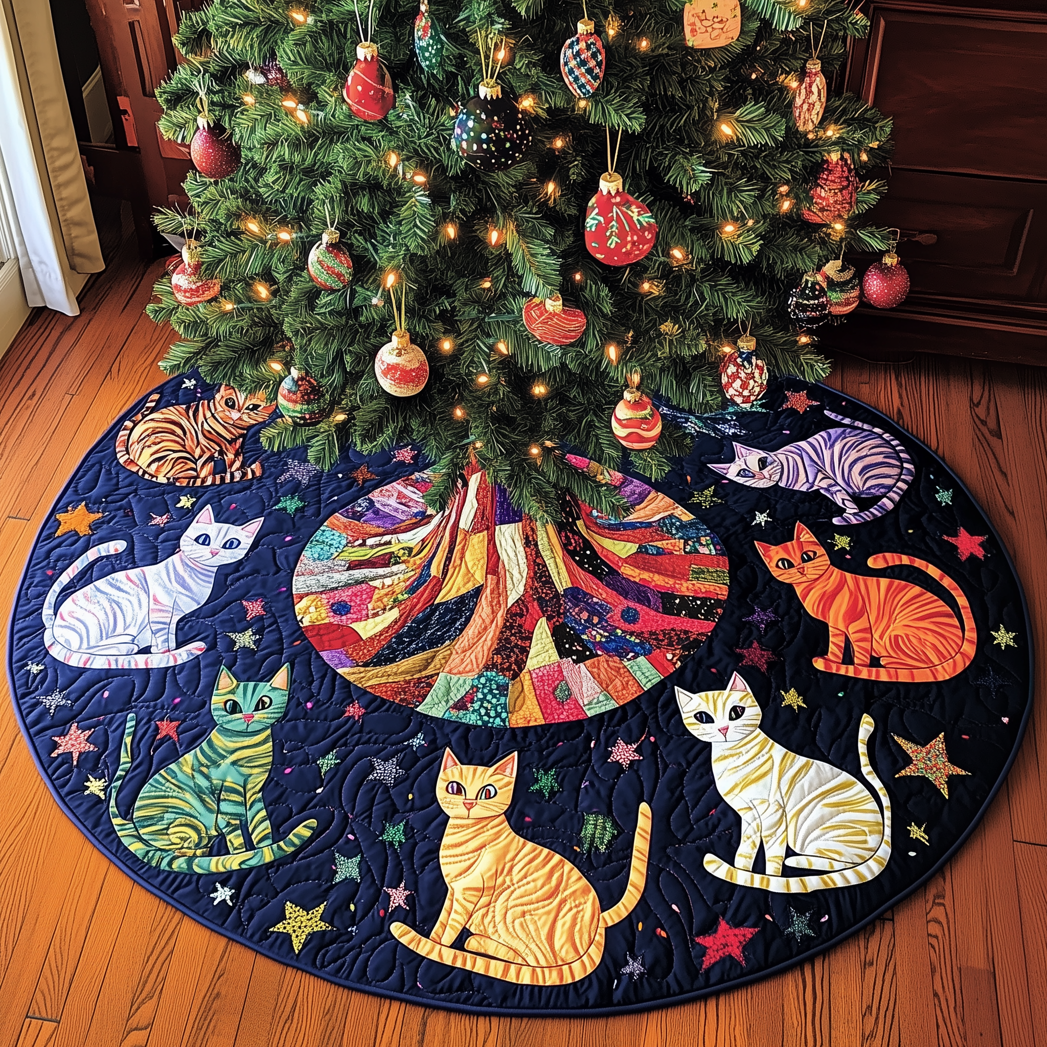 Cat Quilted Tree Skirt Make Every Holiday Moment Bright with a Chic Tree Skirt Cat Quilted Tree Skirt Make Every Holiday Moment Bright with a Chic Tree Skirt