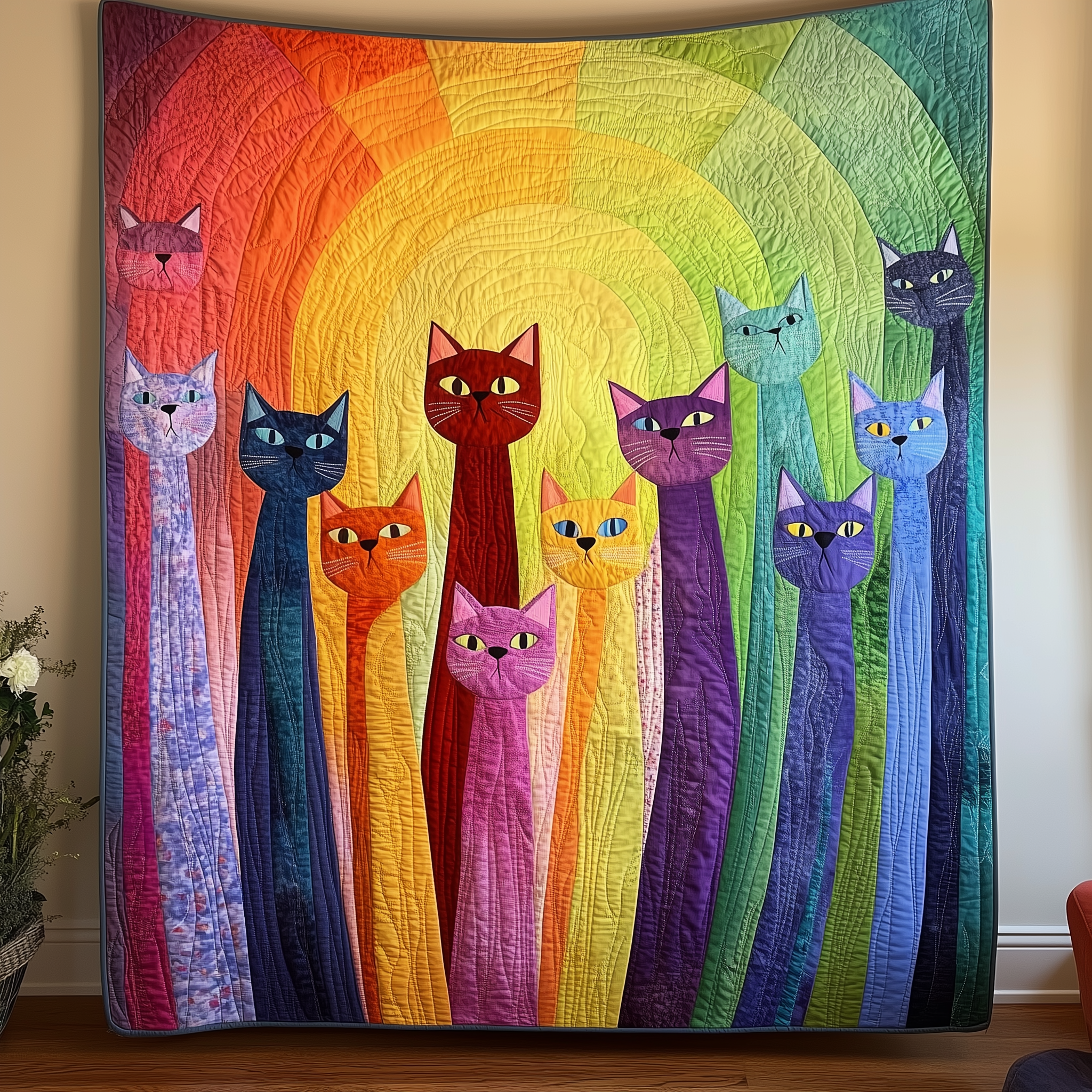Cat Rainbow Quilted Blanket Experience the Ultimate in Custom Comfort Cat Rainbow Quilted Blanket Experience the Ultimate in Custom Comfort