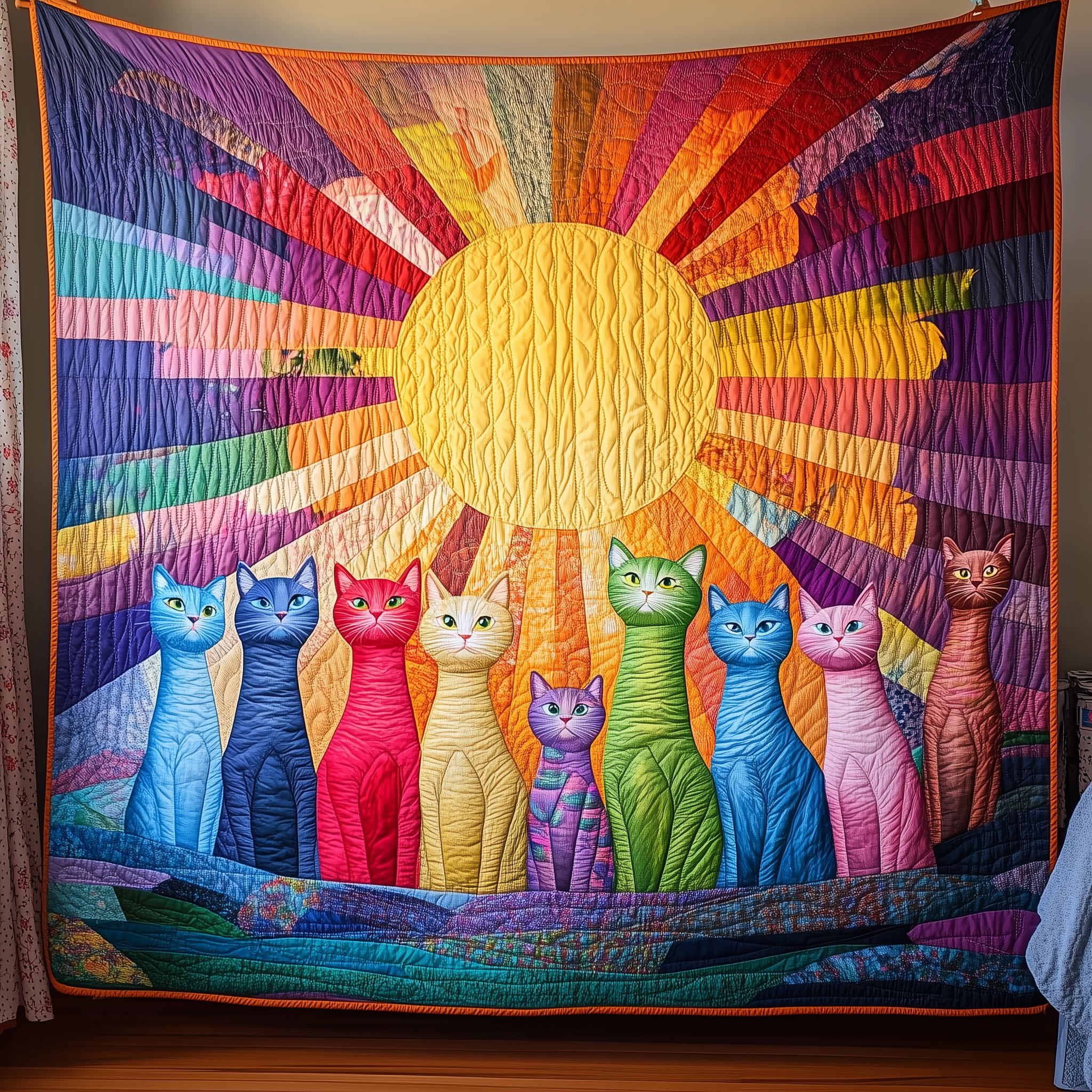 Cat Sunshine Quilted Blanket From Sofa to Bed, a Blanket That Does It All Cat Sunshine Quilted Blanket From Sofa to Bed, a Blanket That Does It All
