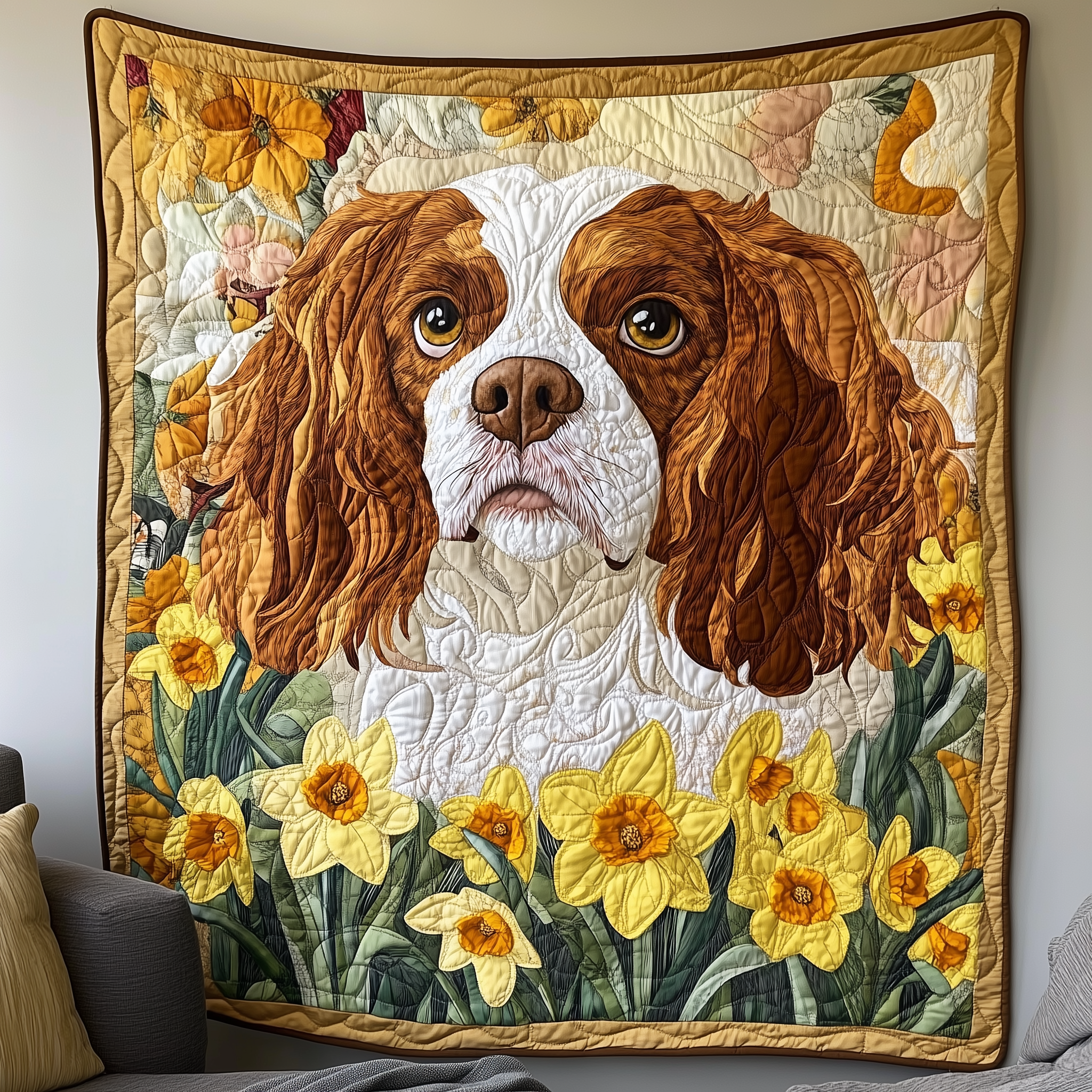 Cavalier King Charles Spaniel Quilted Blanket Feel the Joy of Togetherness with Our Cozy Blanket Cavalier King Charles Spaniel Quilted Blanket Feel the Joy of Togetherness with Our Cozy Blanket
