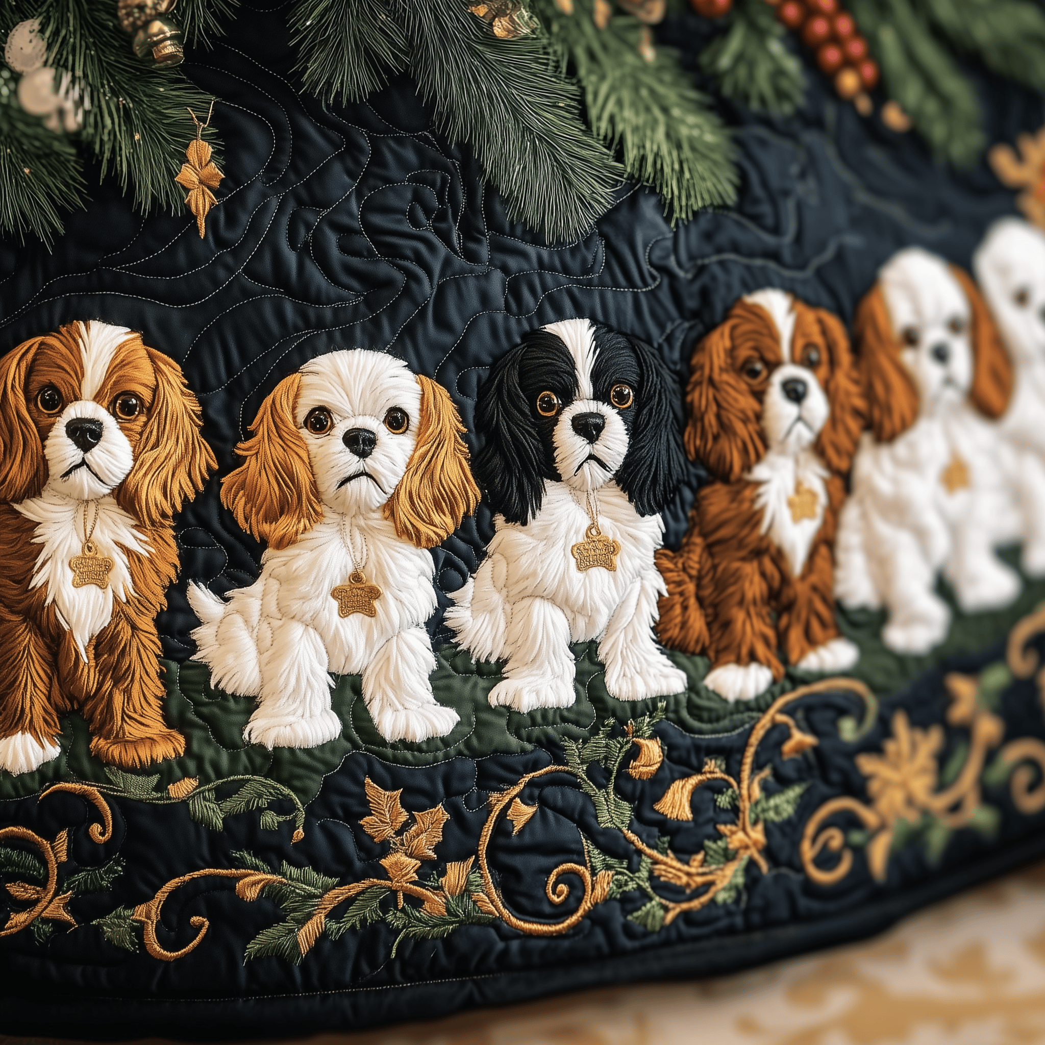 Cavalier King Charles Spaniel Quilted Tree Skirt Celebrate Traditions Safely with a Timeless Tree Skirt Cavalier King Charles Spaniel Quilted Tree Skirt Celebrate Traditions Safely with a Timeless Tree Skirt