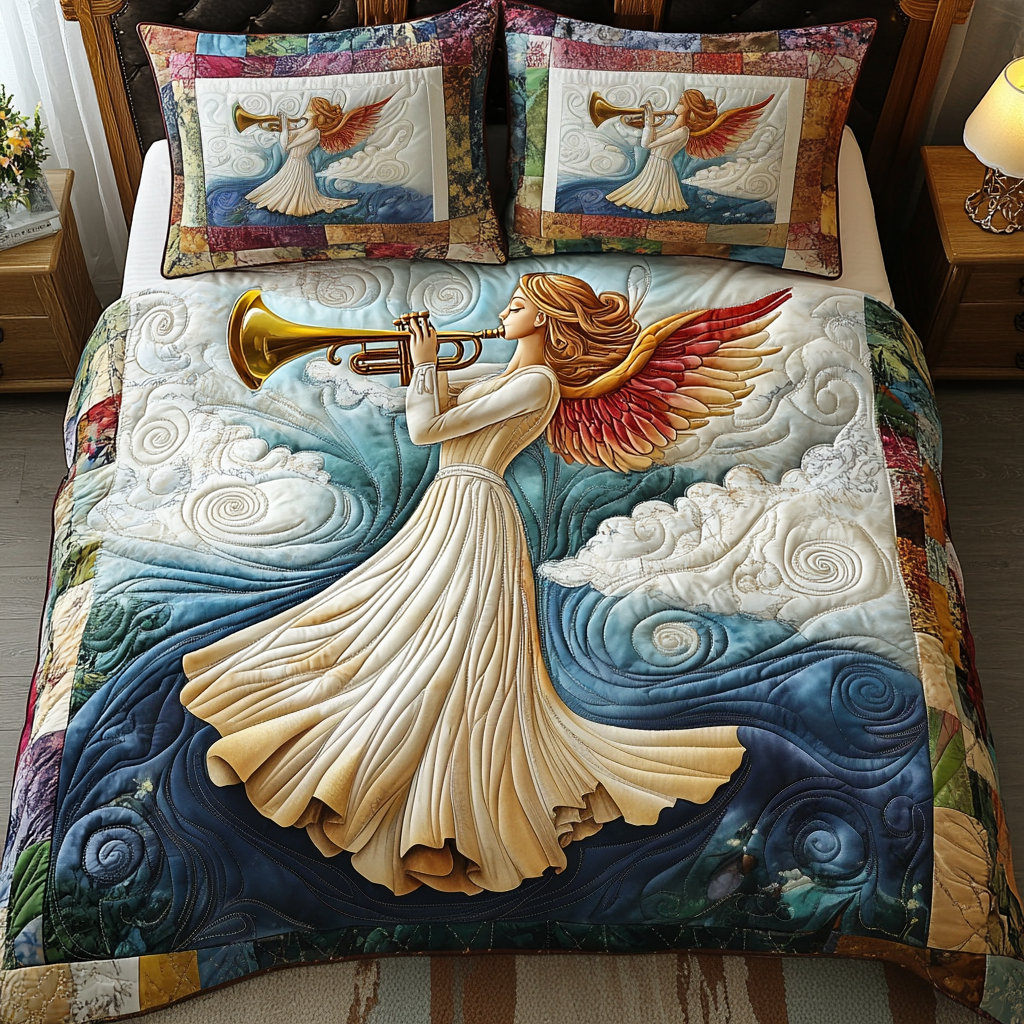 Celestial Angel Quilted Bedding Set Christmas Gifts For Men Celestial Angel Quilted Bedding Set Christmas Gifts For Men