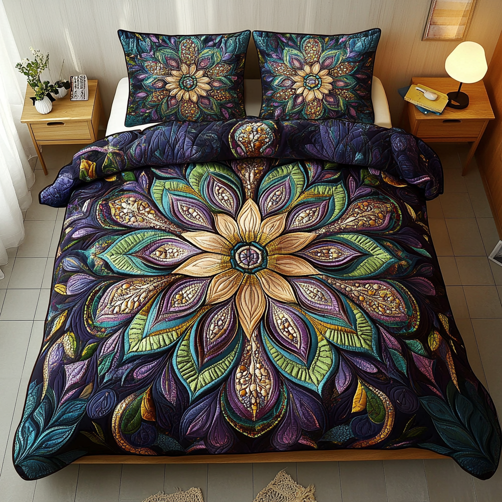 Celestial Bloom Harmony Quilted Bedding Set Christmas Flower Gifts Celestial Bloom Harmony Quilted Bedding Set Christmas Flower Gifts