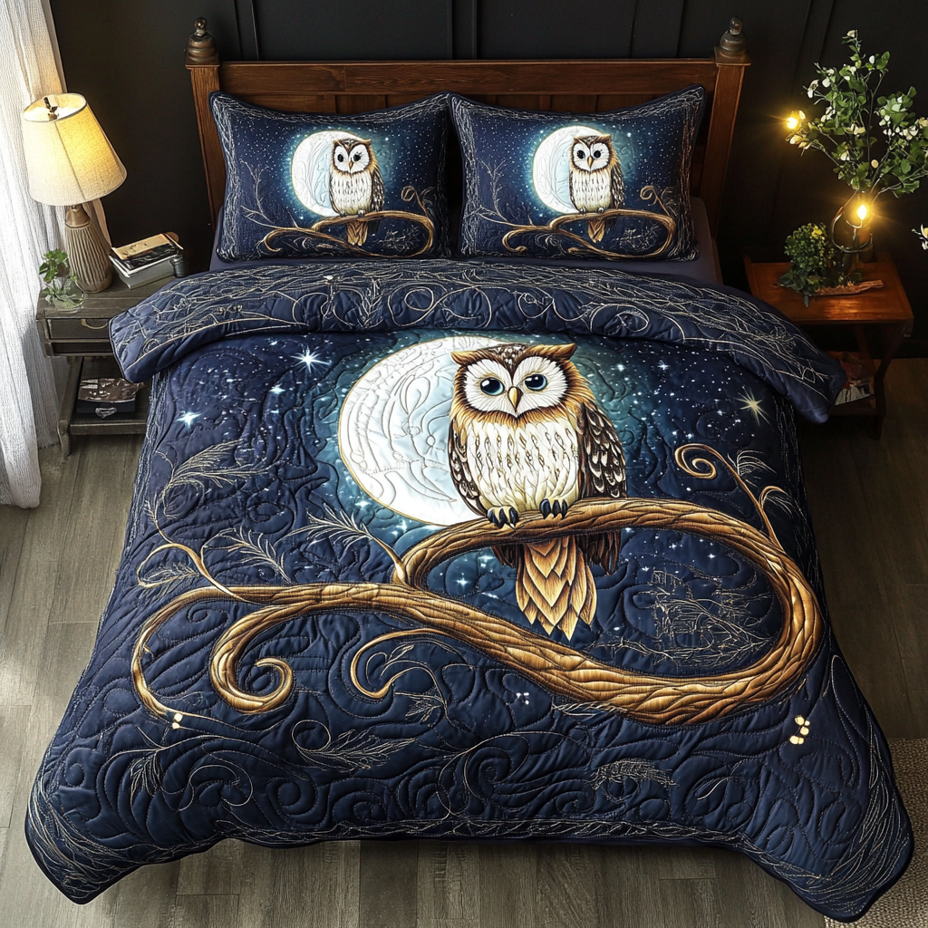 Celestial Owl Quilted Bedding Set Owl Theme Gifts Celestial Owl Quilted Bedding Set Owl Theme Gifts