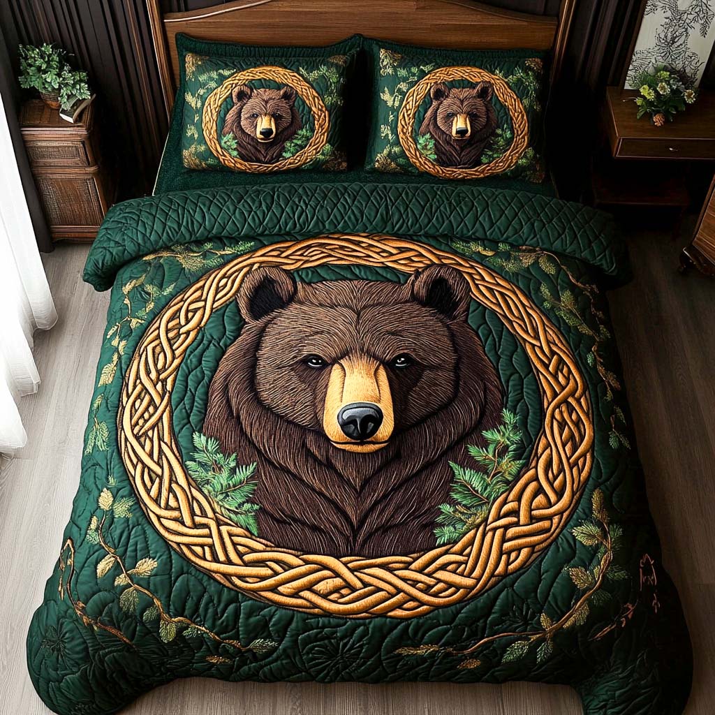 Celtic Bear Quilted Bedding Set Christmas Gifts For Wife Celtic Bear Quilted Bedding Set Christmas Gifts For Wife