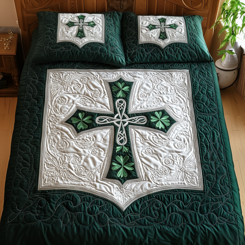 Celtic Cross Haven Quilted Bedding Set Gifts For Plant Lovers Celtic Cross Haven Quilted Bedding Set Gifts For Plant Lovers