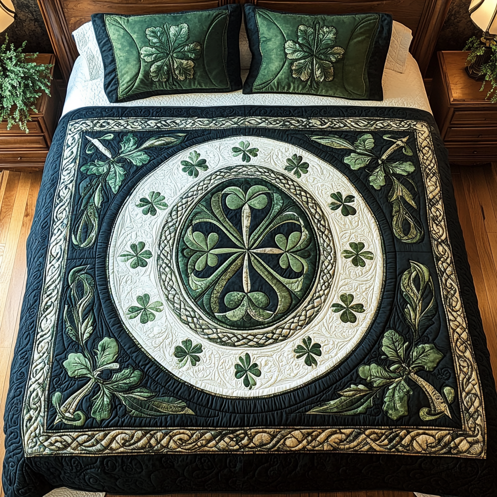 Celtic Shamrock Dreams Quilted Bedding Set Unusual Gardening Gifts Celtic Shamrock Dreams Quilted Bedding Set Unusual Gardening Gifts