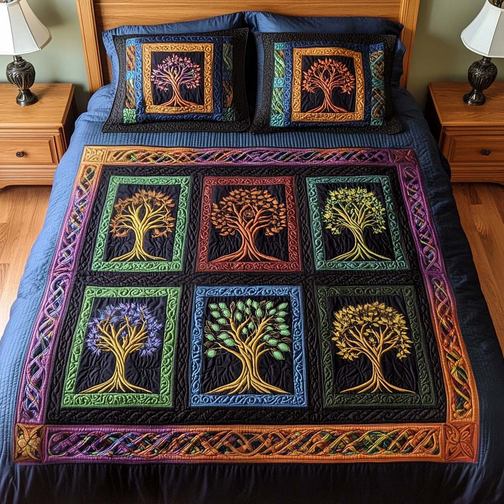 Celtic Twilight Quilted Bedding Set Tree Of Life Gifts For Her Celtic Twilight Quilted Bedding Set Tree Of Life Gifts For Her