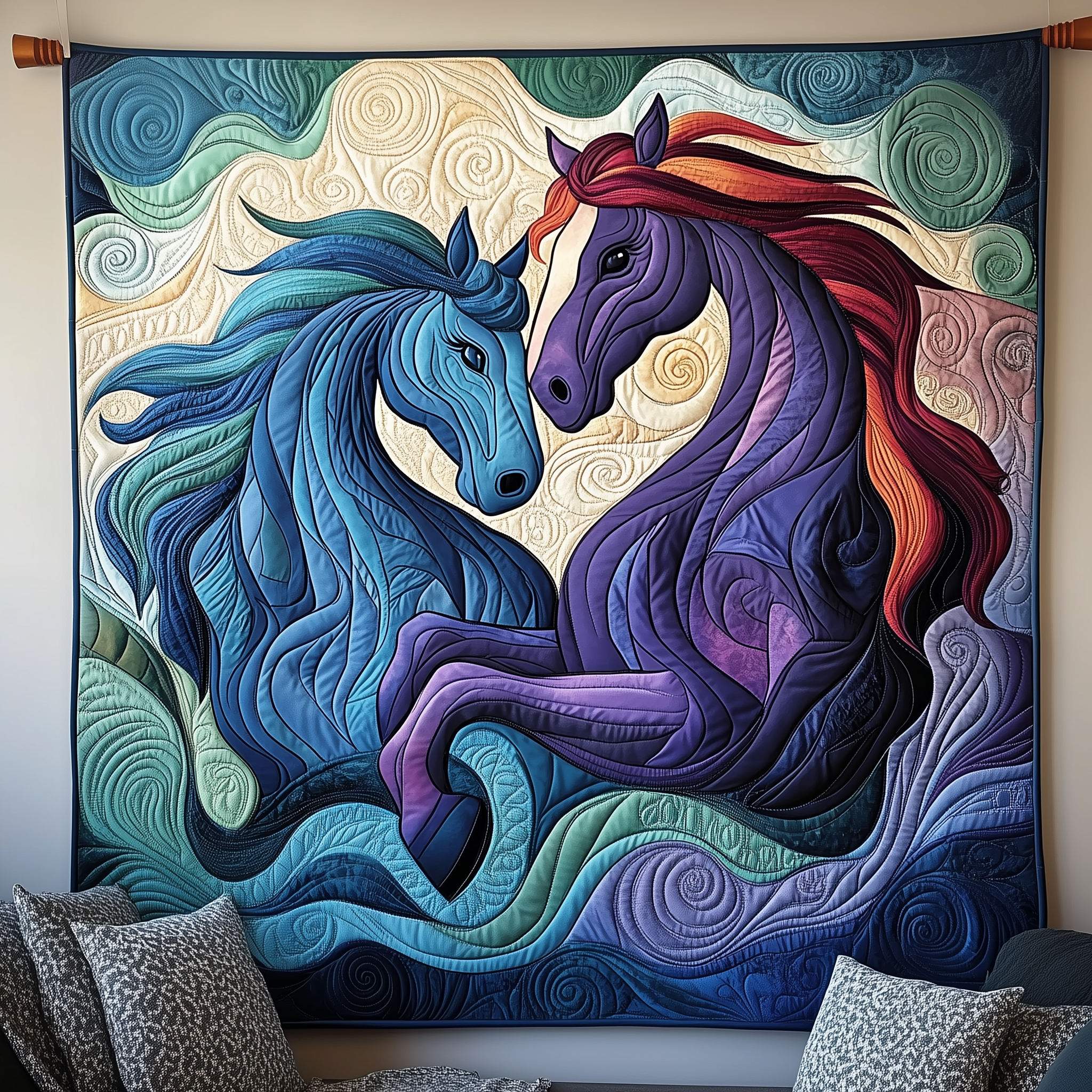 Charming Horse Couple Quilted Blanket Sofa Throw Blanket Items Best Gifts For Equestrians Charming Horse Couple Quilted Blanket Sofa Throw Blanket Items Best Gifts For Equestrians