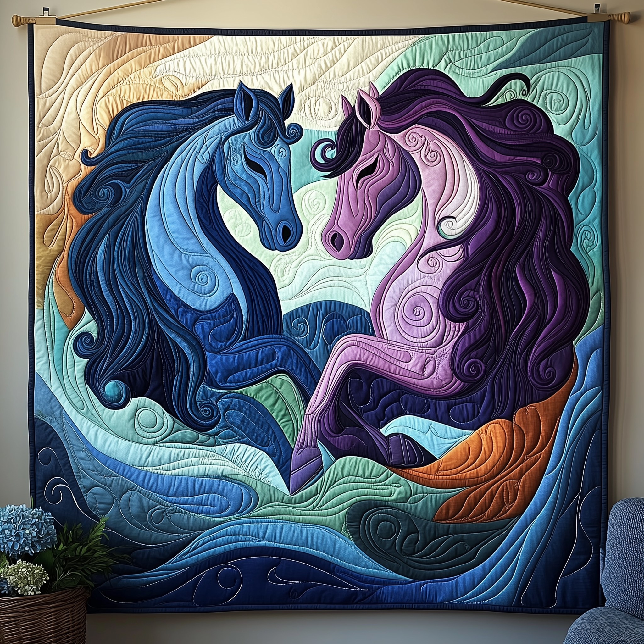 Charming Horse Couple Quilted Blanket Sofa Throw Blanket Items Great Gifts For Horse Lovers Charming Horse Couple Quilted Blanket Sofa Throw Blanket Items Great Gifts For Horse Lovers