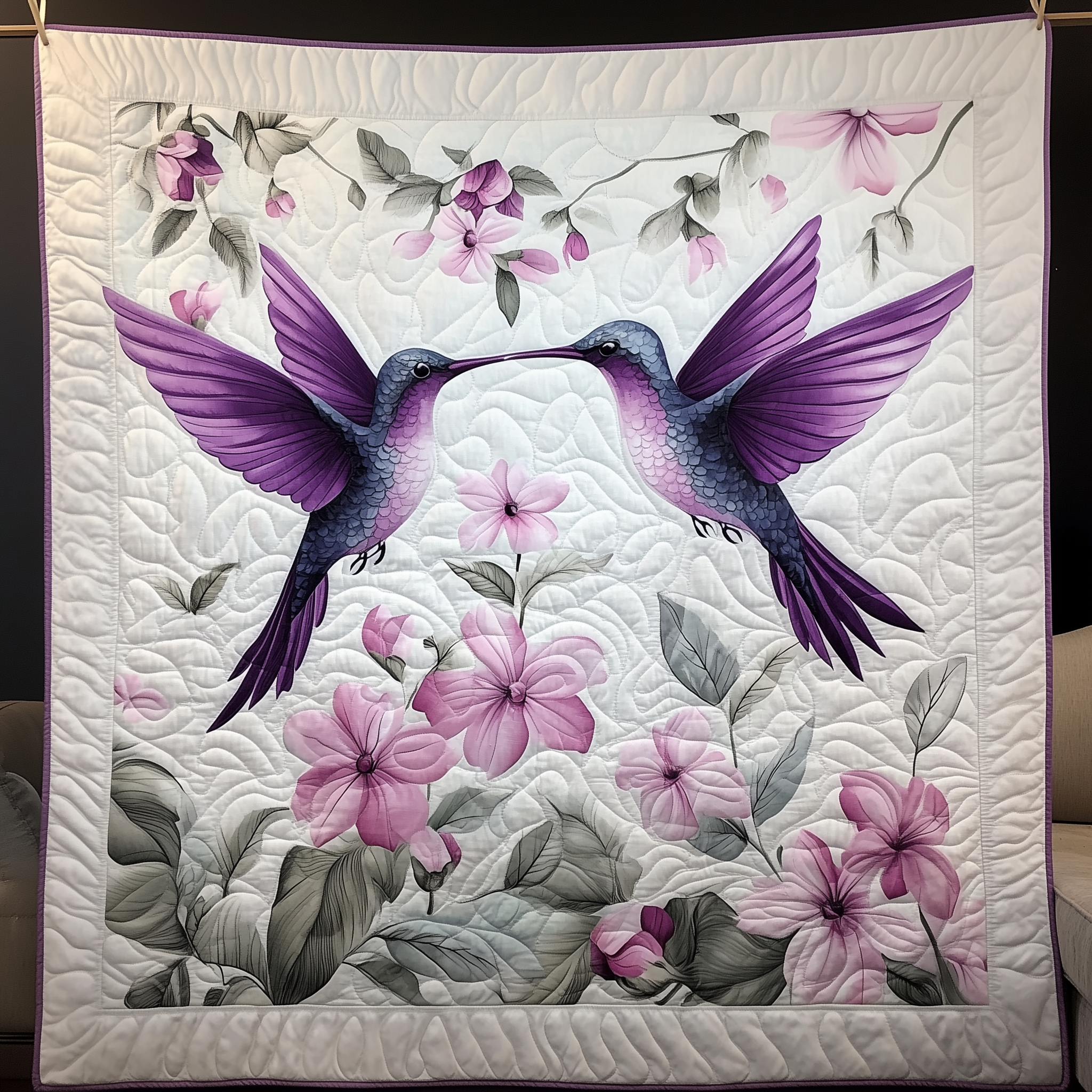 Charming Hummingbird Couple Quilted Blanket Throw Blanket Best Gifts For Hummingbird Lovers Charming Hummingbird Couple Quilted Blanket Throw Blanket Best Gifts For Hummingbird Lovers