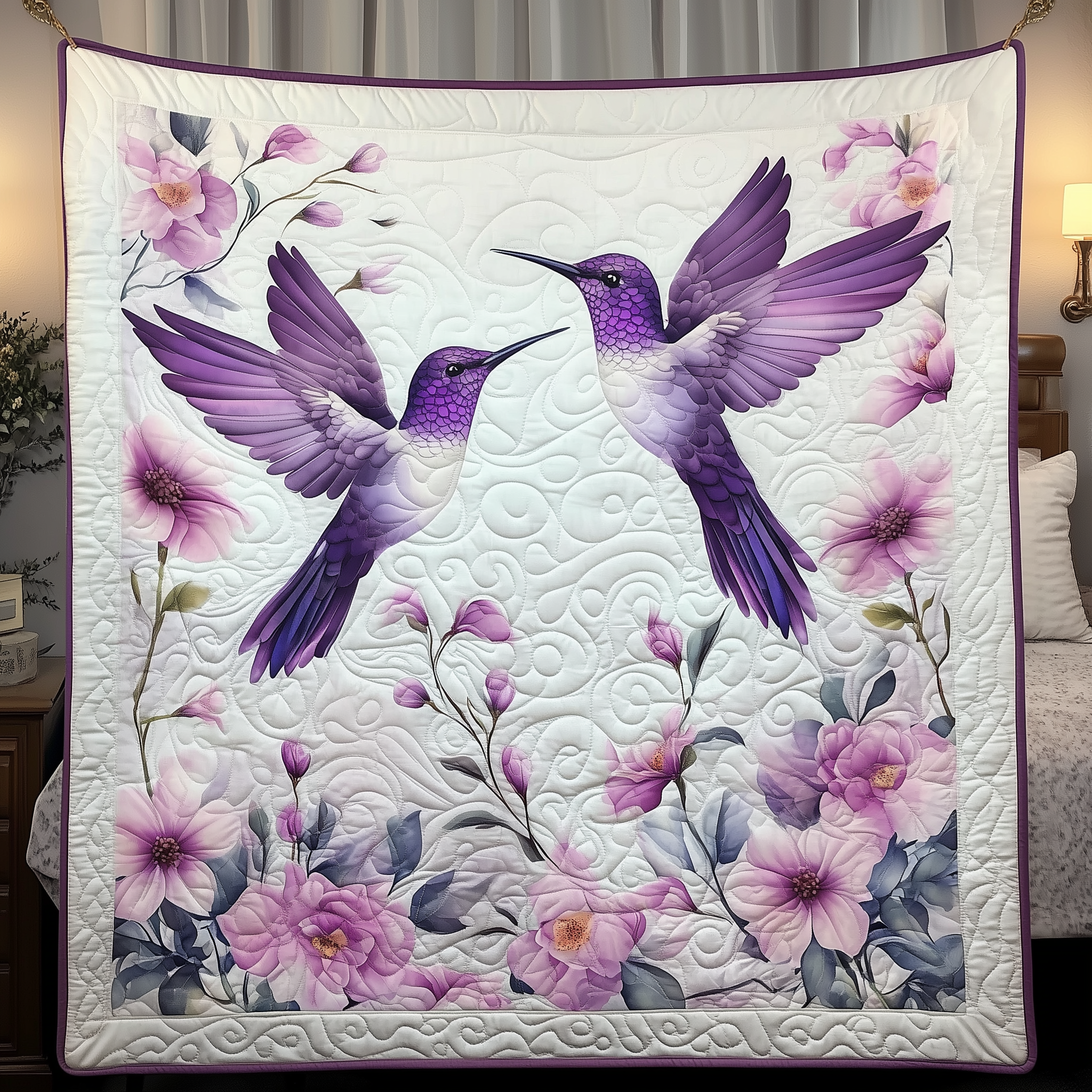 Charming Hummingbird Couple Quilted Blanket Throw Blankets For Couch Hummingbird Gifts For Grandma Charming Hummingbird Couple Quilted Blanket Throw Blankets For Couch Hummingbird Gifts For Grandma