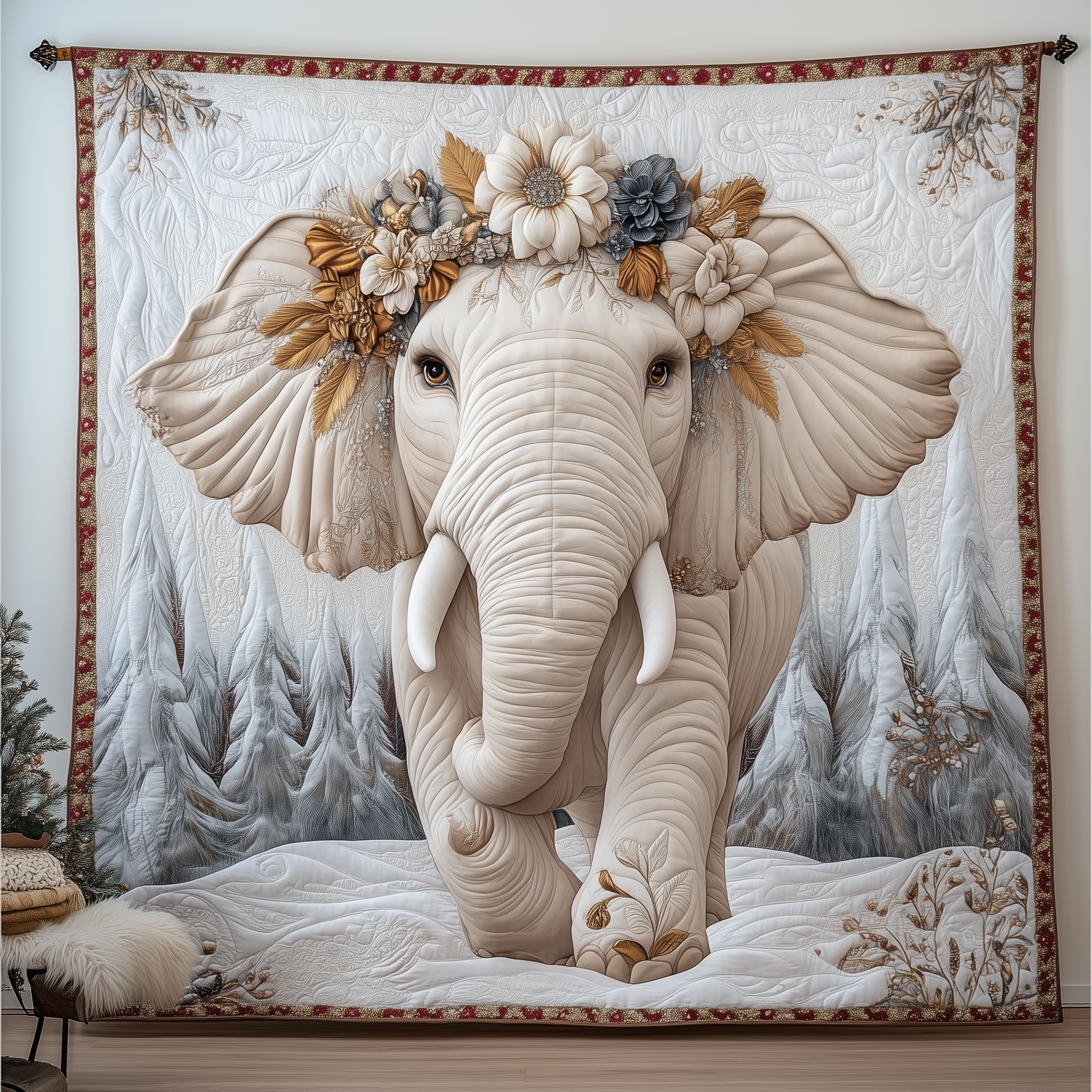 Charming White Elephant Quilted Blanket Nice Throw Blankets Gifts For Elephant Lovers Charming White Elephant Quilted Blanket Nice Throw Blankets Gifts For Elephant Lovers