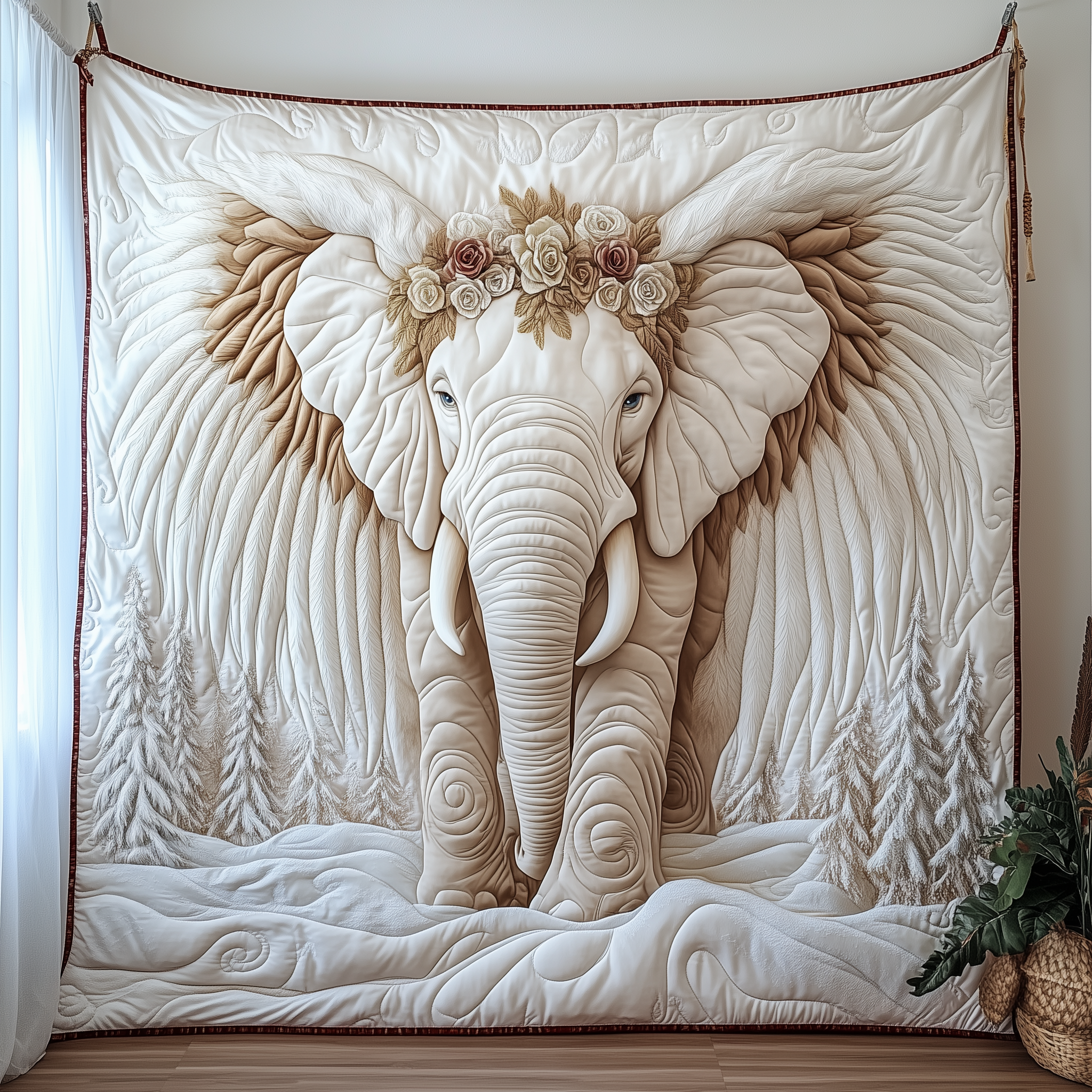 Charming White Elephant Quilted Blanket Sofa Blanket Gift For Elephant Lover Charming White Elephant Quilted Blanket Sofa Blanket Gift For Elephant Lover