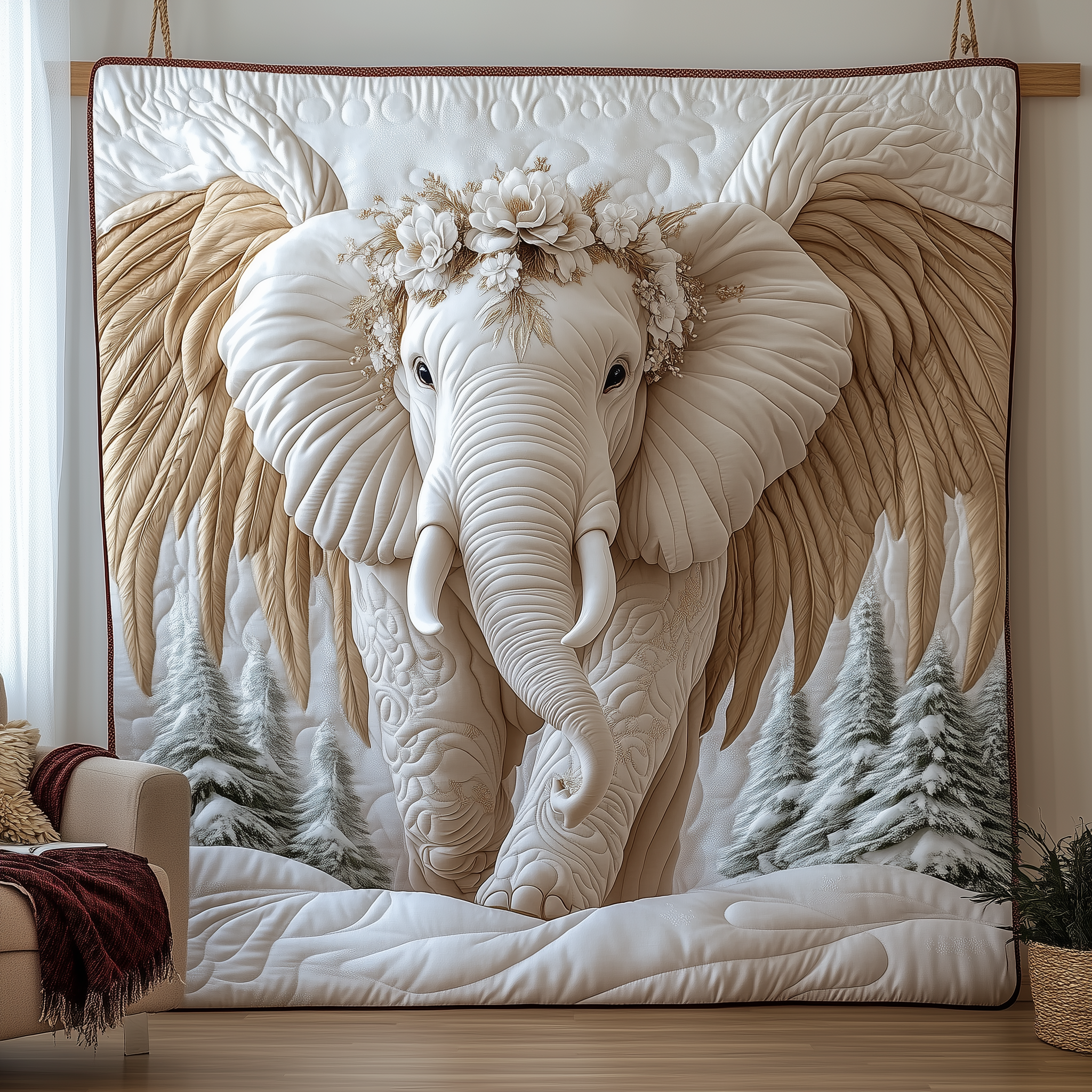 Charming White Elephant Quilted Blanket Unique Throw Blanket Funny White Elephant Gifts Charming White Elephant Quilted Blanket Unique Throw Blanket Funny White Elephant Gifts