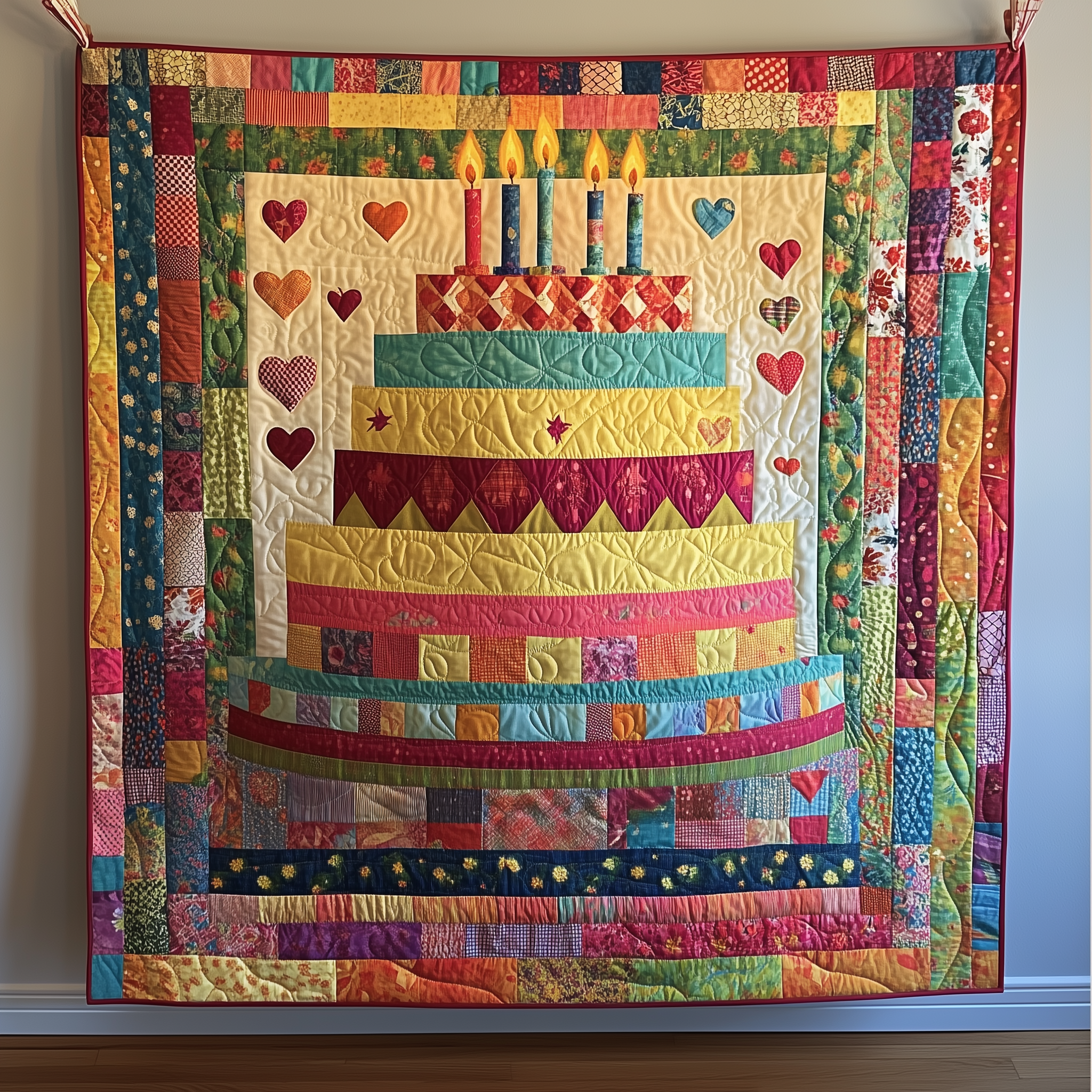 Cheerful Birthday Cake Quilted Blanket Best Throw Blanket Birthday Gifts Decor Cheerful Birthday Cake Quilted Blanket Best Throw Blanket Birthday Gifts Decor
