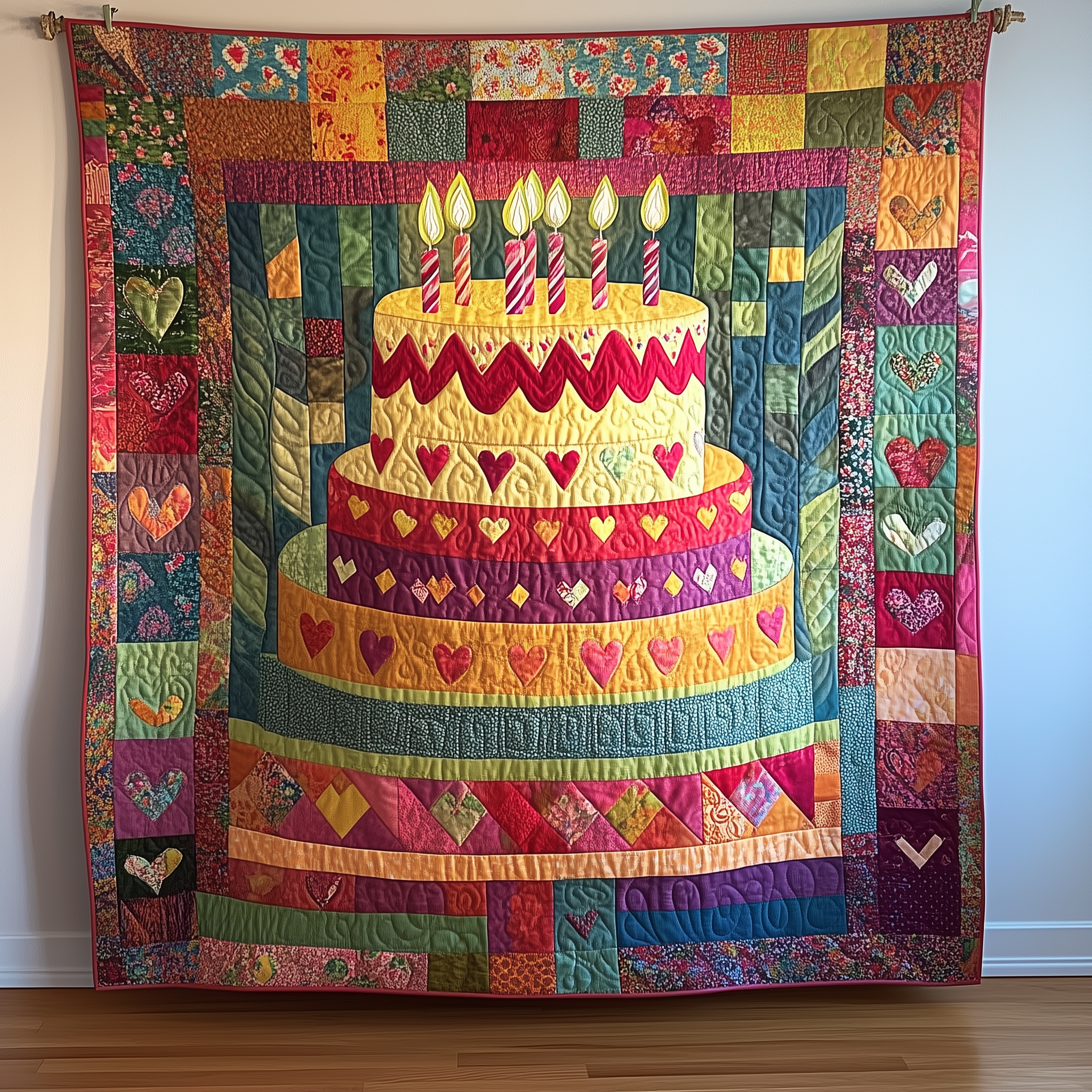 Cheerful Birthday Cake Quilted Blanket Best Throw Blanket Birthday Gifts Cheerful Birthday Cake Quilted Blanket Best Throw Blanket Birthday Gifts