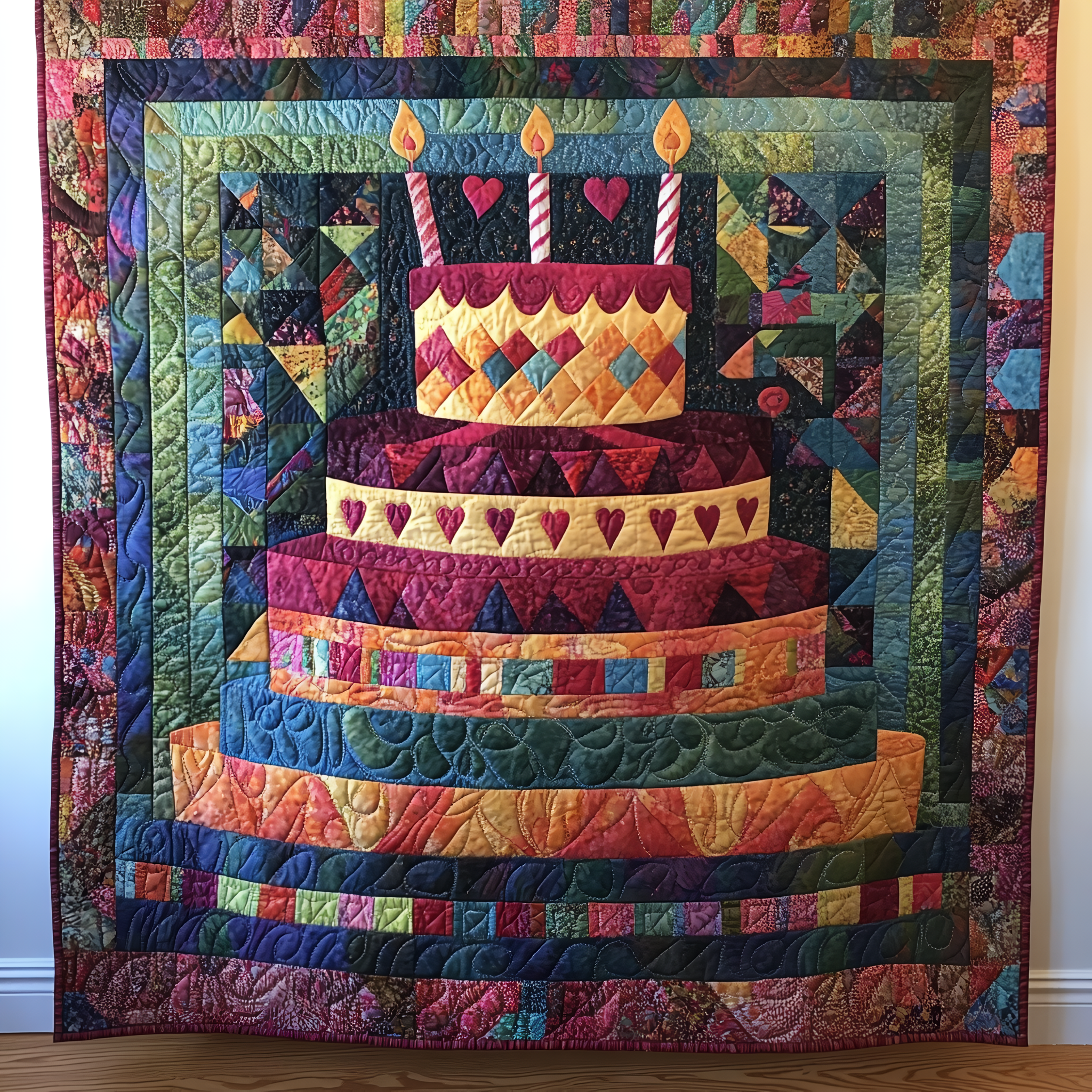 Cheerful Birthday Cake Quilted Blanket Best Throw Blanket Birthday Themed Gifts Cheerful Birthday Cake Quilted Blanket Best Throw Blanket Birthday Themed Gifts