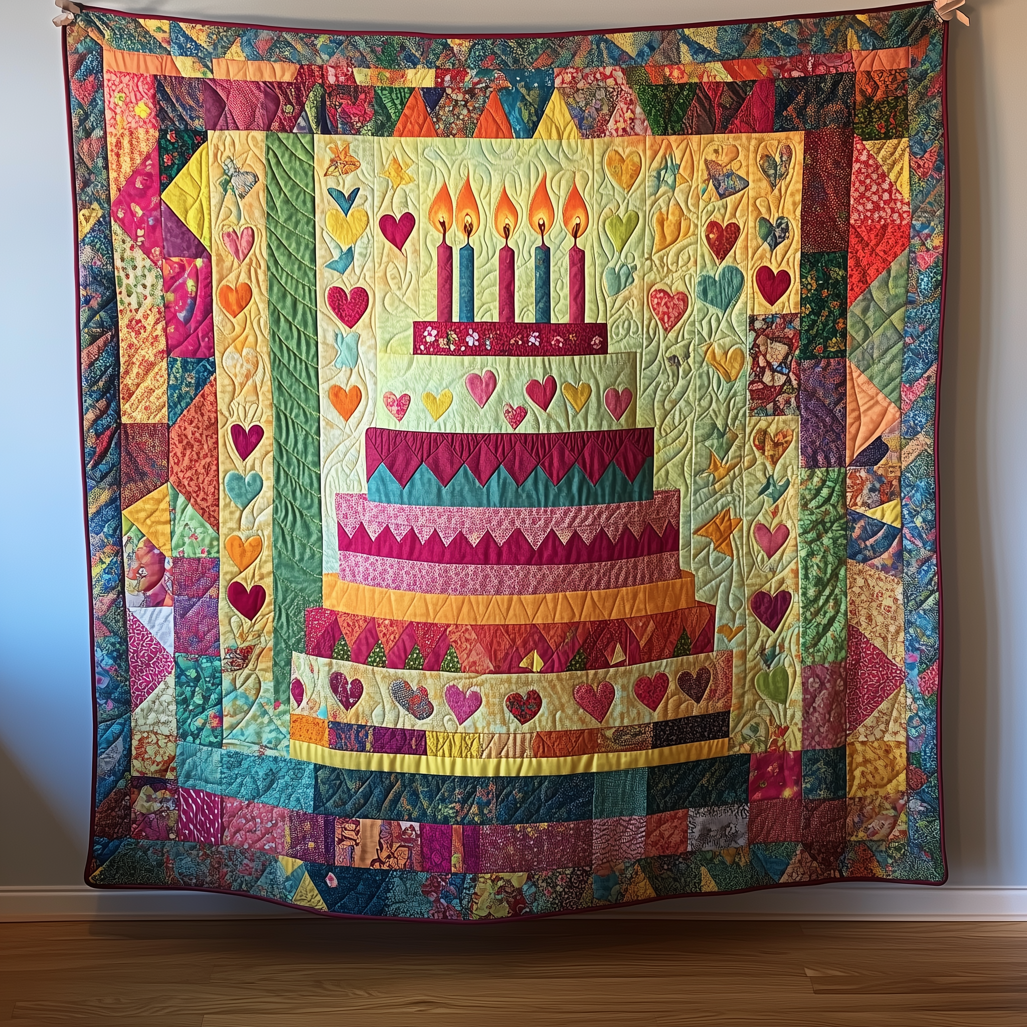 Cheerful Birthday Cake Quilted Blanket Best Throw Blanket Cute Birthday Gifts Cheerful Birthday Cake Quilted Blanket Best Throw Blanket Cute Birthday Gifts