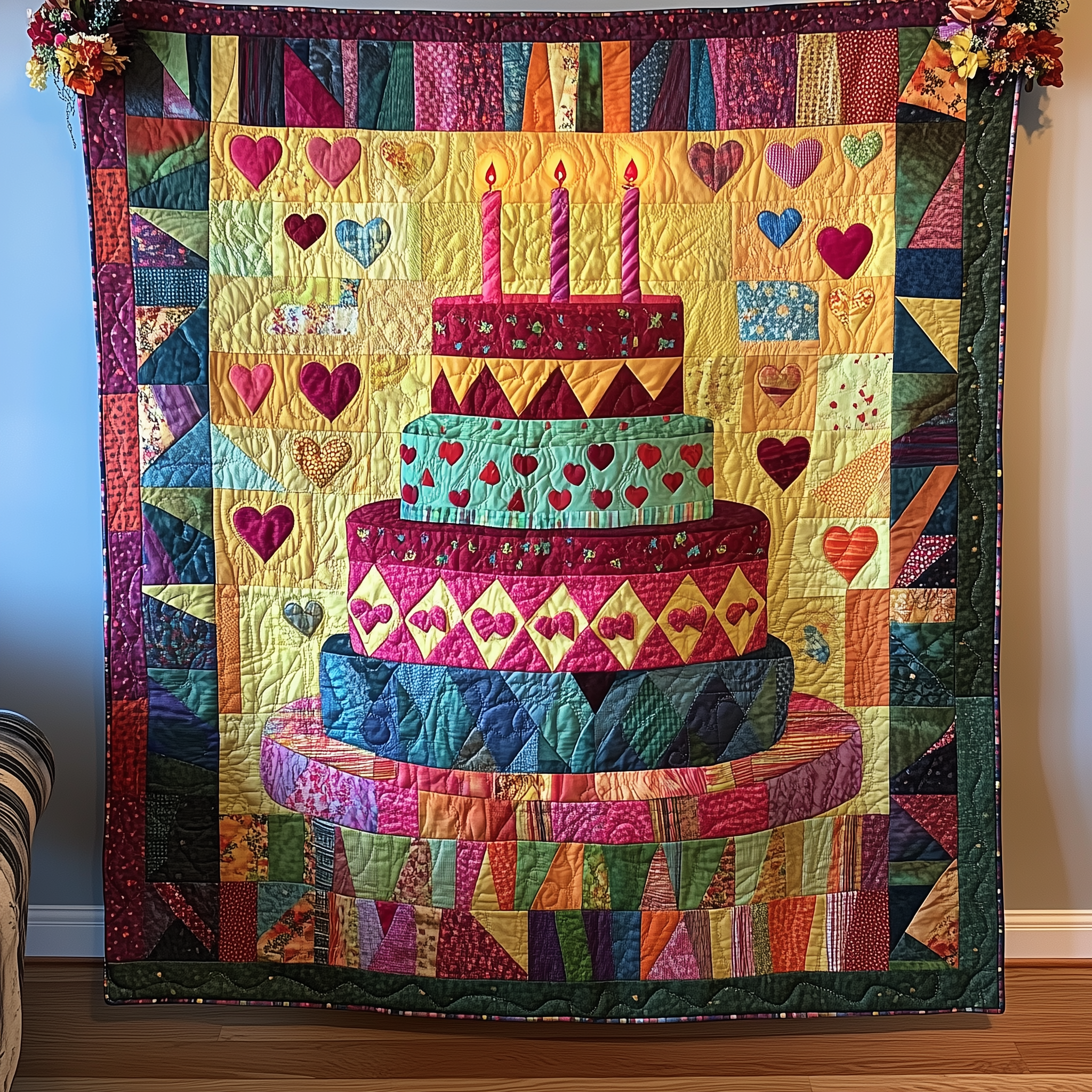 Cheerful Birthday Cake Quilted Blanket Best Throw Blanket Cute Birthday Gifts For Sisters Cheerful Birthday Cake Quilted Blanket Best Throw Blanket Cute Birthday Gifts For Sisters