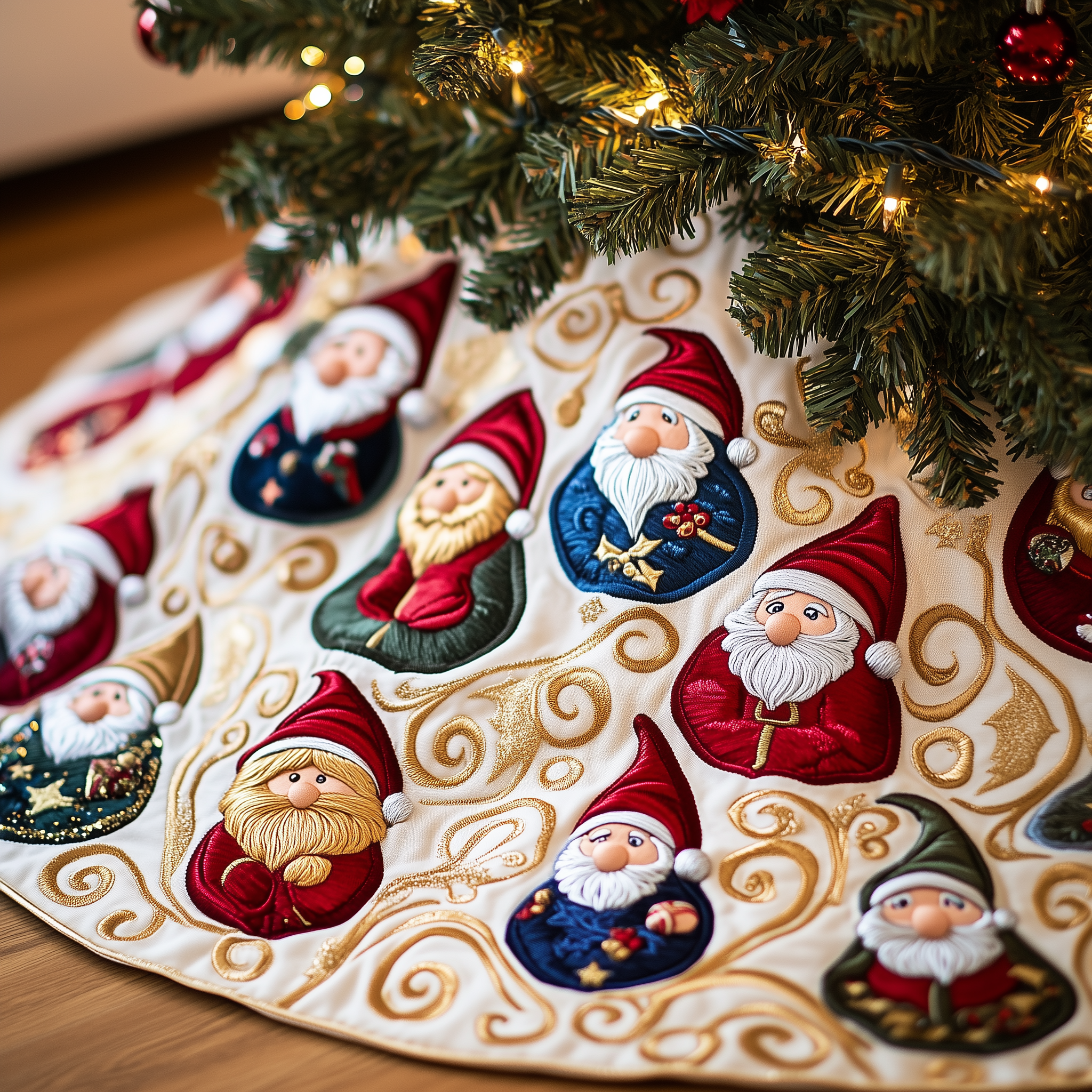 Cheerful Gnomes Quilted Tree Skirt A Tree Skirt That Lets You Relax This Holiday Season Cheerful Gnomes Quilted Tree Skirt A Tree Skirt That Lets You Relax This Holiday Season