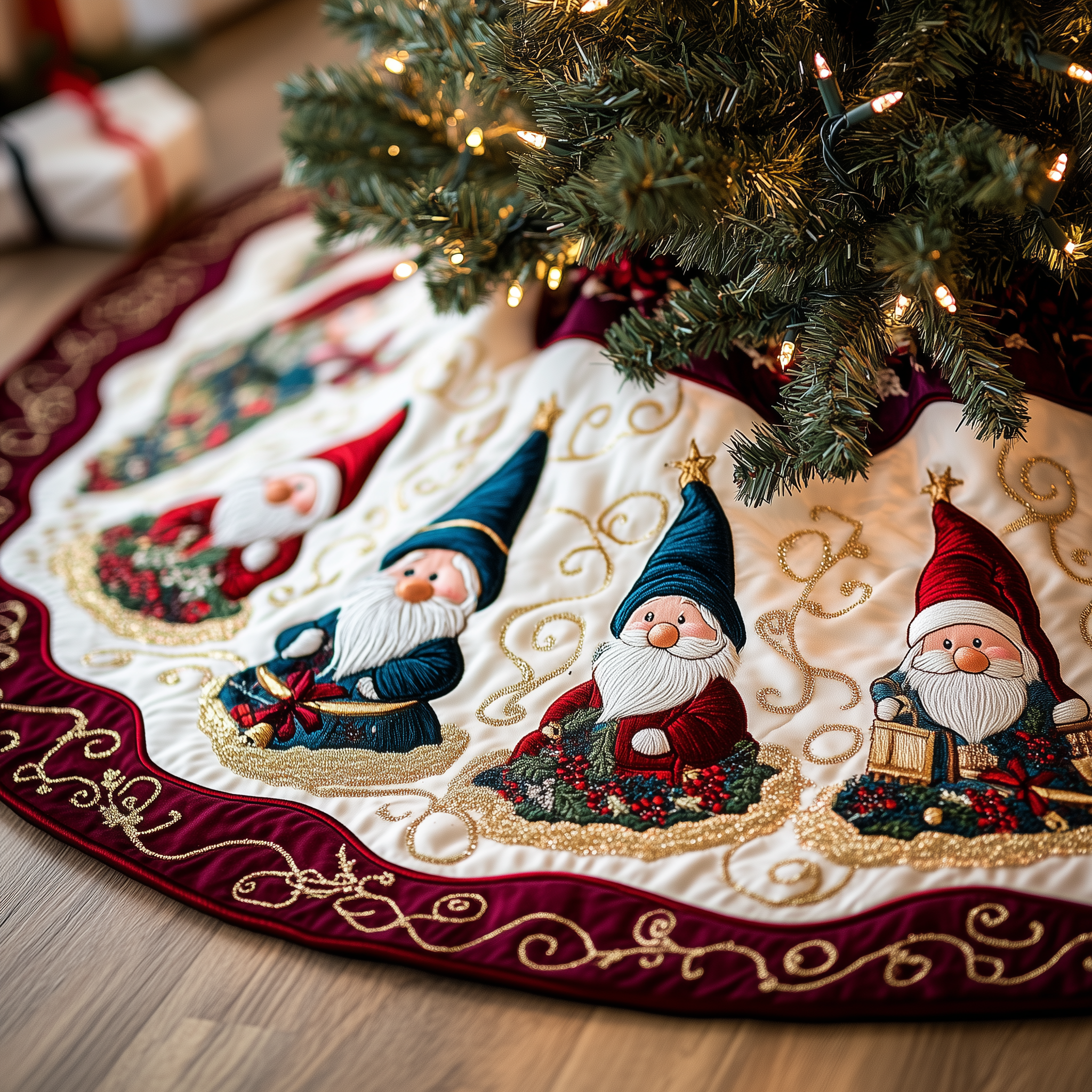 Cheerful Gnomes Quilted Tree Skirt Bring Joy to Your Home with a Trustworthy Tree Skirt Cheerful Gnomes Quilted Tree Skirt Bring Joy to Your Home with a Trustworthy Tree Skirt