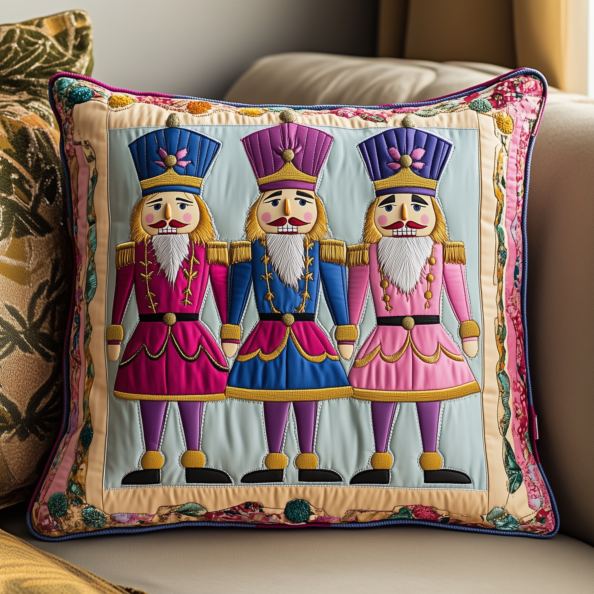 Cheerful Nutcracker Quilted Pillow Case Celebrate Relaxation with a Stylish Pillow Case Cheerful Nutcracker Quilted Pillow Case Celebrate Relaxation with a Stylish Pillow Case