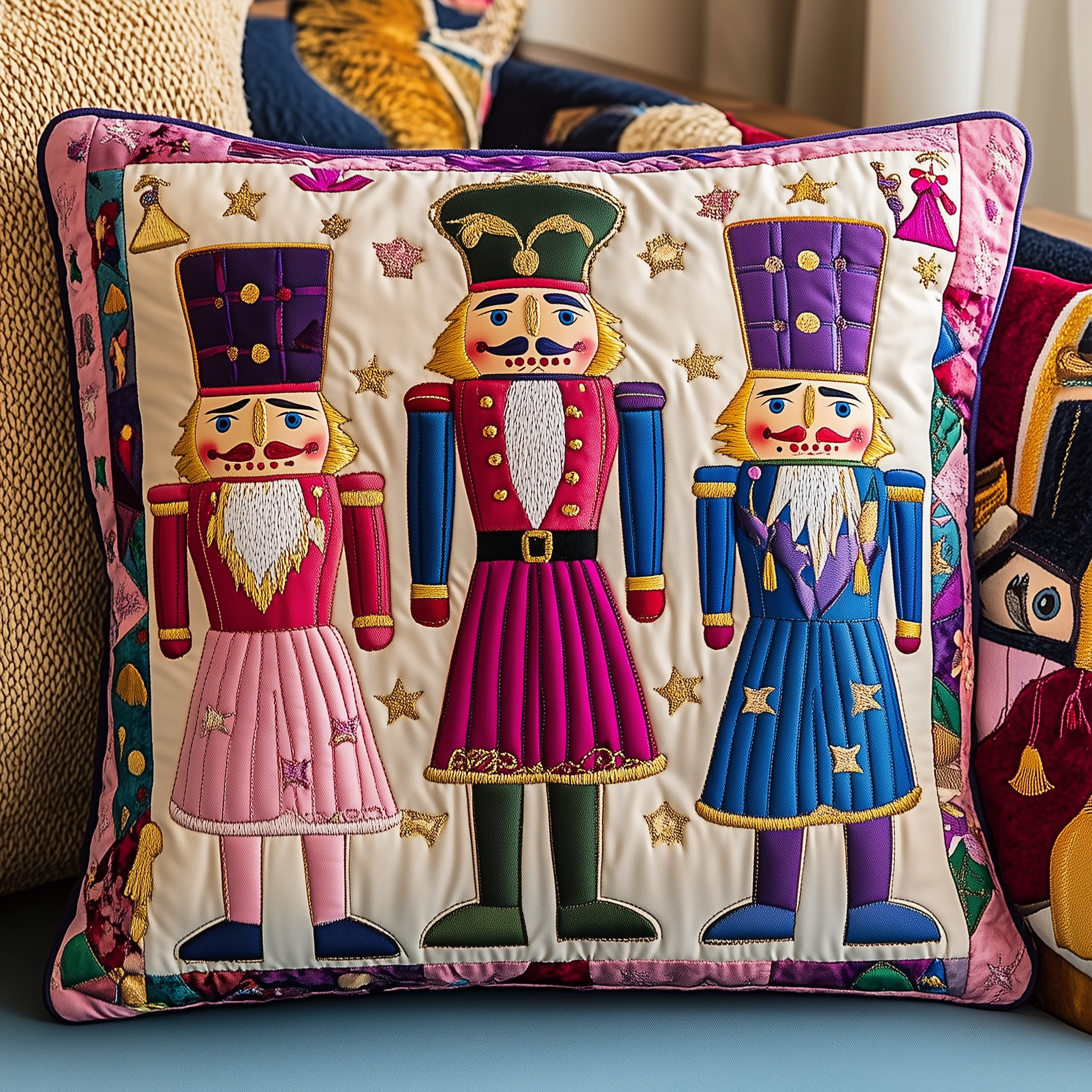 Cheerful Nutcracker Quilted Pillow Case Feel the Power of Restful Nights Every Night Cheerful Nutcracker Quilted Pillow Case Feel the Power of Restful Nights Every Night