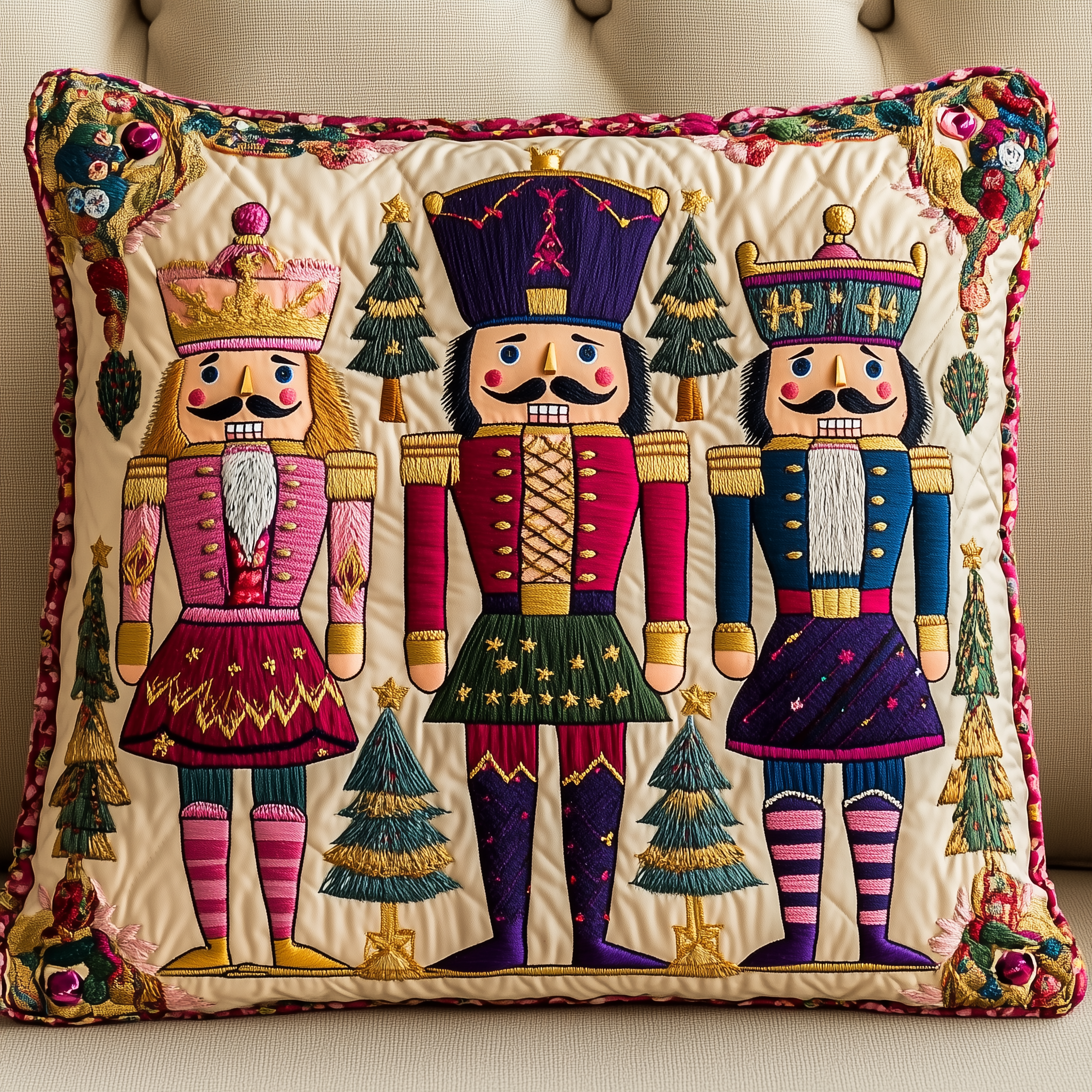 Cheerful Nutcracker Quilted Pillow Case Feel Unique with Customizable Pillow Case Designs Cheerful Nutcracker Quilted Pillow Case Feel Unique with Customizable Pillow Case Designs
