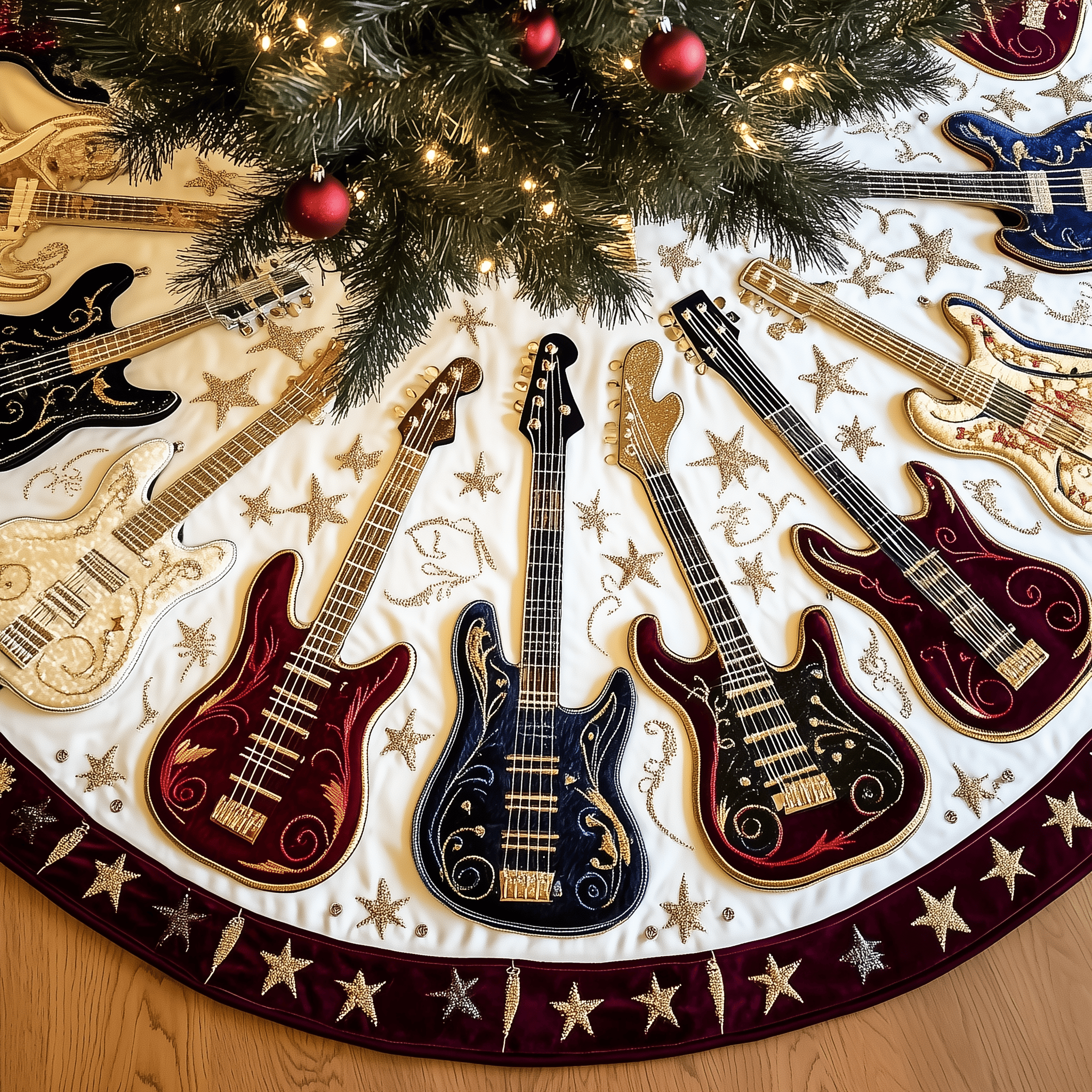 Cheerful Swirl Guitars Quilted Tree Skirt Feel Happy and Carefree with the Perfect Tree Skirt Cheerful Swirl Guitars Quilted Tree Skirt Feel Happy and Carefree with the Perfect Tree Skirt