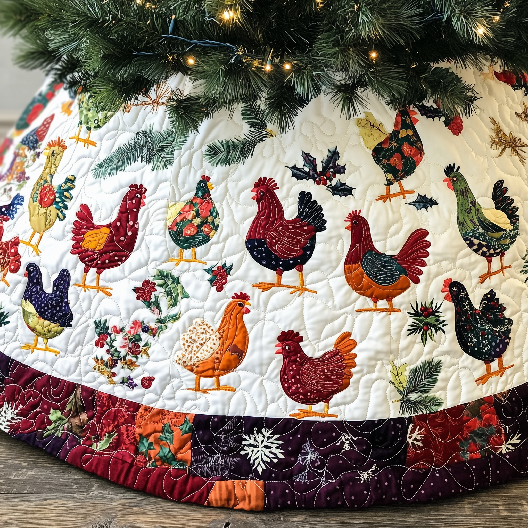 Chicken Christmas Quilted Tree Skirt Celebrate Every Detail with a Safe and Stylish Tree Skirt Chicken Christmas Quilted Tree Skirt Celebrate Every Detail with a Safe and Stylish Tree Skirt