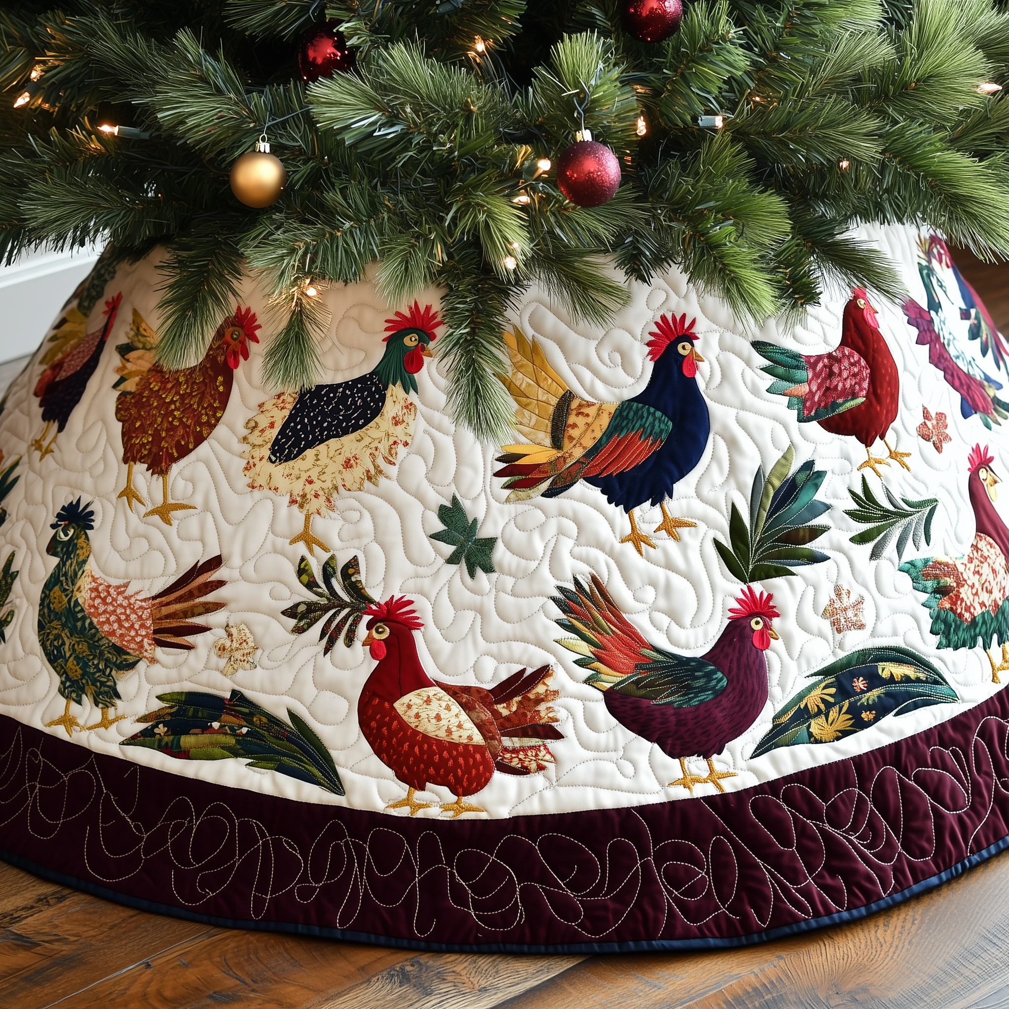 Chicken Christmas Quilted Tree Skirt Celebrate Without Limits with a Durable Tree Skirt Chicken Christmas Quilted Tree Skirt Celebrate Without Limits with a Durable Tree Skirt