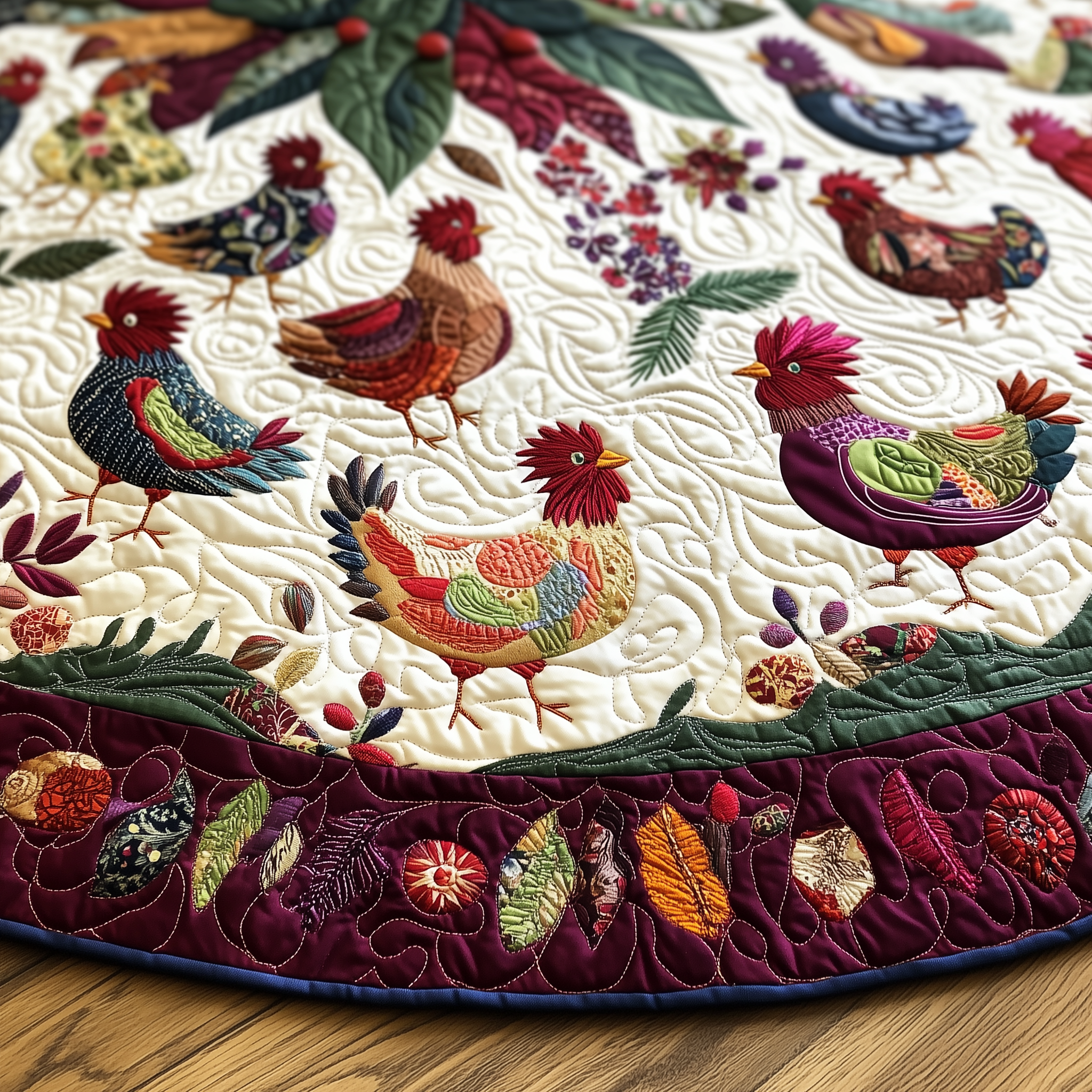 Chicken Christmas Quilted Tree Skirt Feel the Essence of Christmas with a Perfect Tree Skirt Chicken Christmas Quilted Tree Skirt Feel the Essence of Christmas with a Perfect Tree Skirt