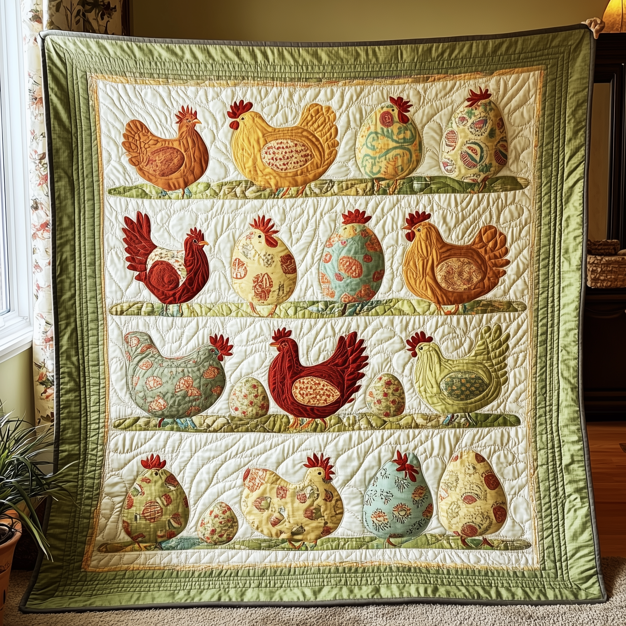 Chickens Quilted Blanket Feel Unique with a Blanket Made Just for You Chickens Quilted Blanket Feel Unique with a Blanket Made Just for You