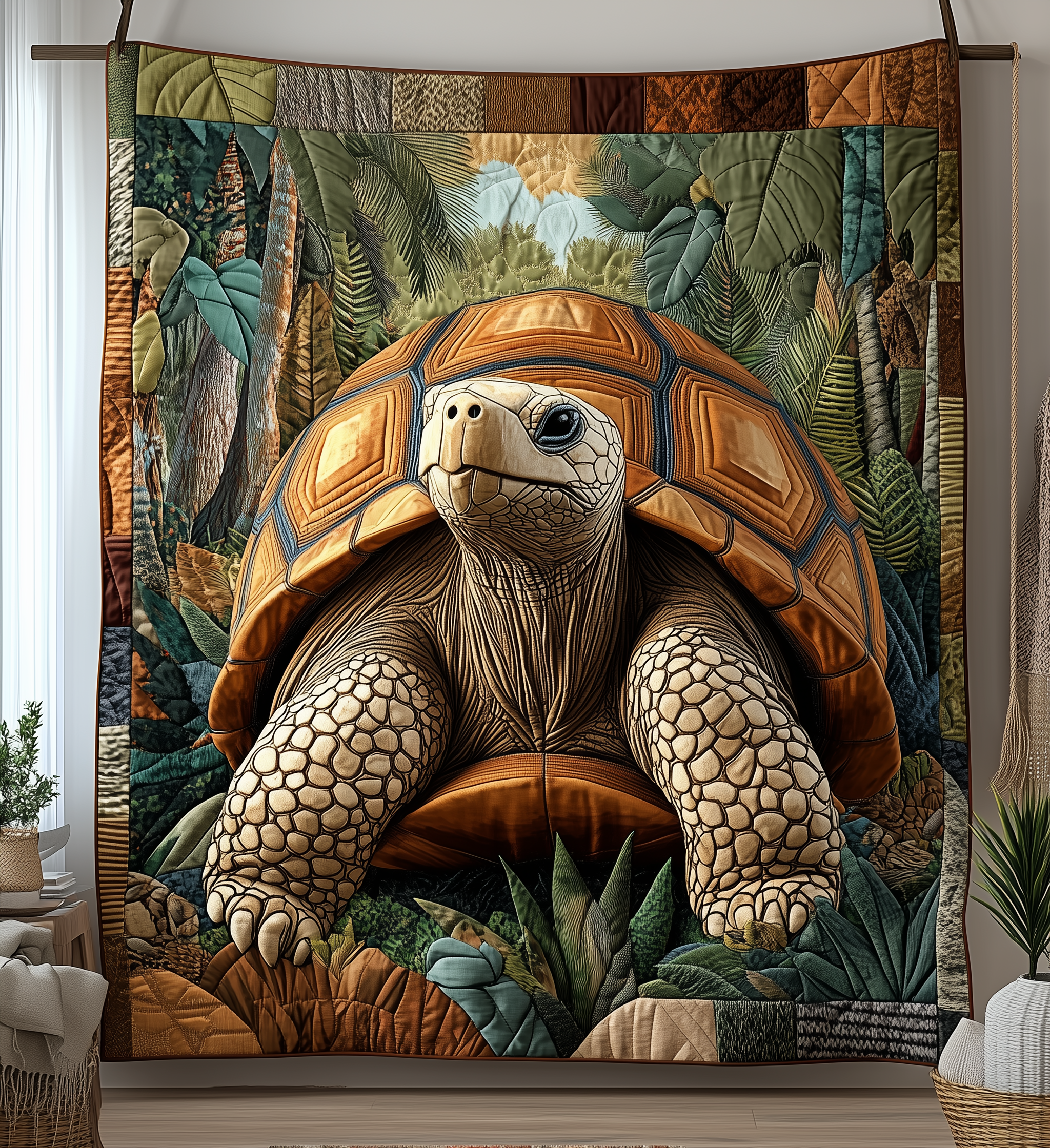 Chilling In The Jungles Tortoise Quilted Blanket Cute Unique Blanket Item Merch Christmas Gifts For Turtle Lovers Chilling In The Jungles Tortoise Quilted Blanket Cute Unique Blanket Item Merch Christmas Gifts For Turtle Lovers