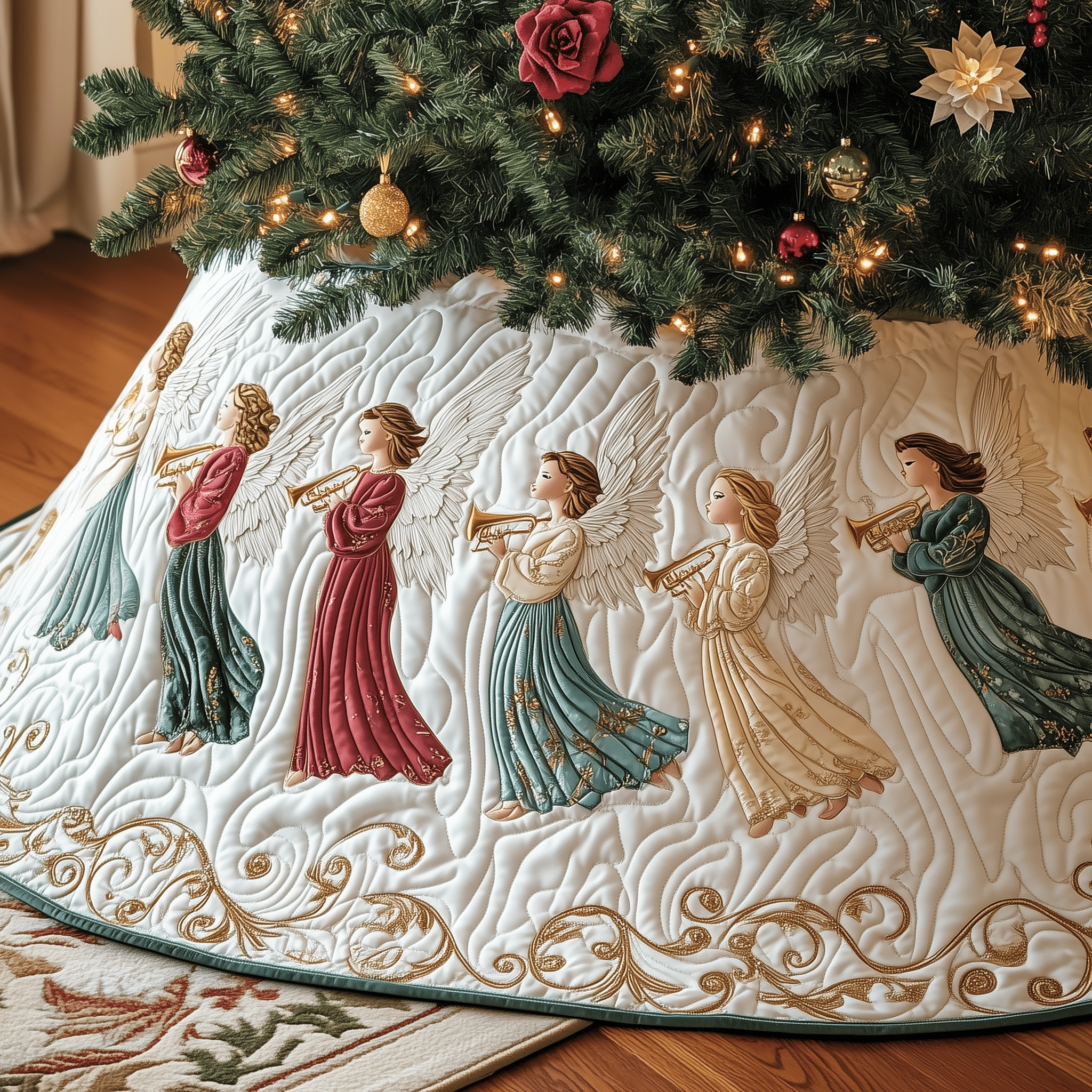 Christmas Angel Quilted Tree Skirt Celebrate Stress-Free with a Tree Skirt That Works Christmas Angel Quilted Tree Skirt Celebrate Stress-Free with a Tree Skirt That Works