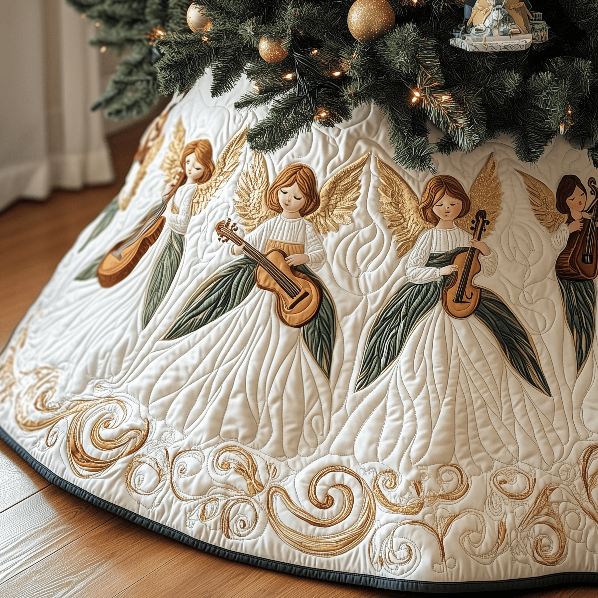 Christmas Angel Quilted Tree Skirt Feel Joy and Comfort with a Thoughtful Holiday Addition Christmas Angel Quilted Tree Skirt Feel Joy and Comfort with a Thoughtful Holiday Addition