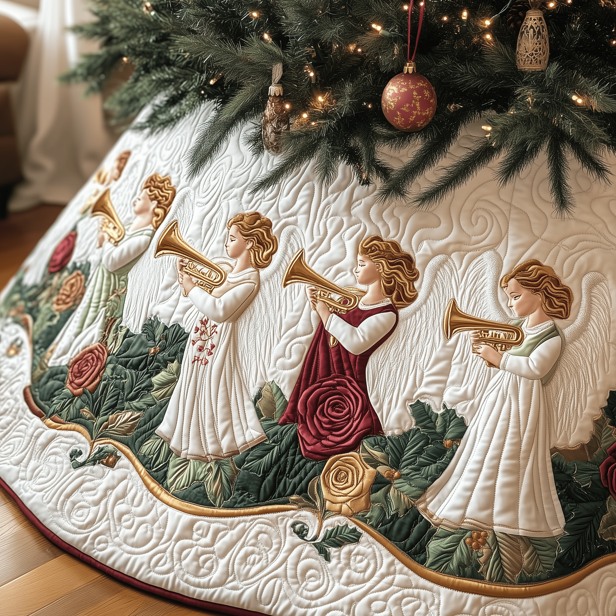 Christmas Angel Quilted Tree Skirt Feel Your Home Glow with a Beautiful Tree Skirt Christmas Angel Quilted Tree Skirt Feel Your Home Glow with a Beautiful Tree Skirt