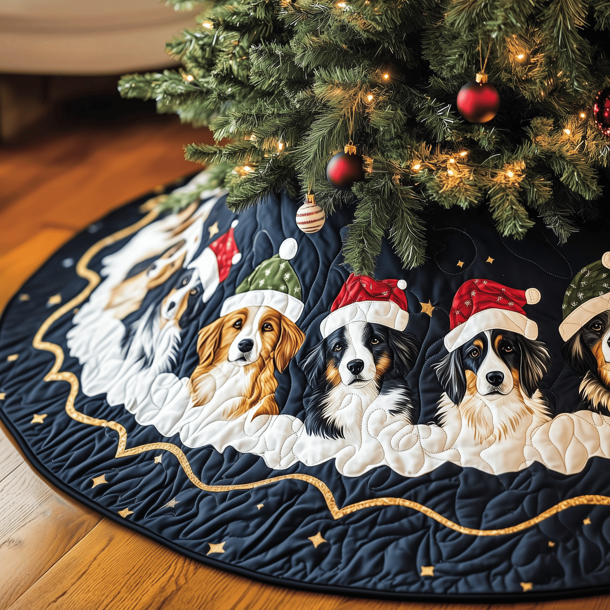 Christmas Australian Shepherd Quilted Tree Skirt Celebrate the Holidays Fully Protected with a Durable Skirt Christmas Australian Shepherd Quilted Tree Skirt Celebrate the Holidays Fully Protected with a Durable Skirt