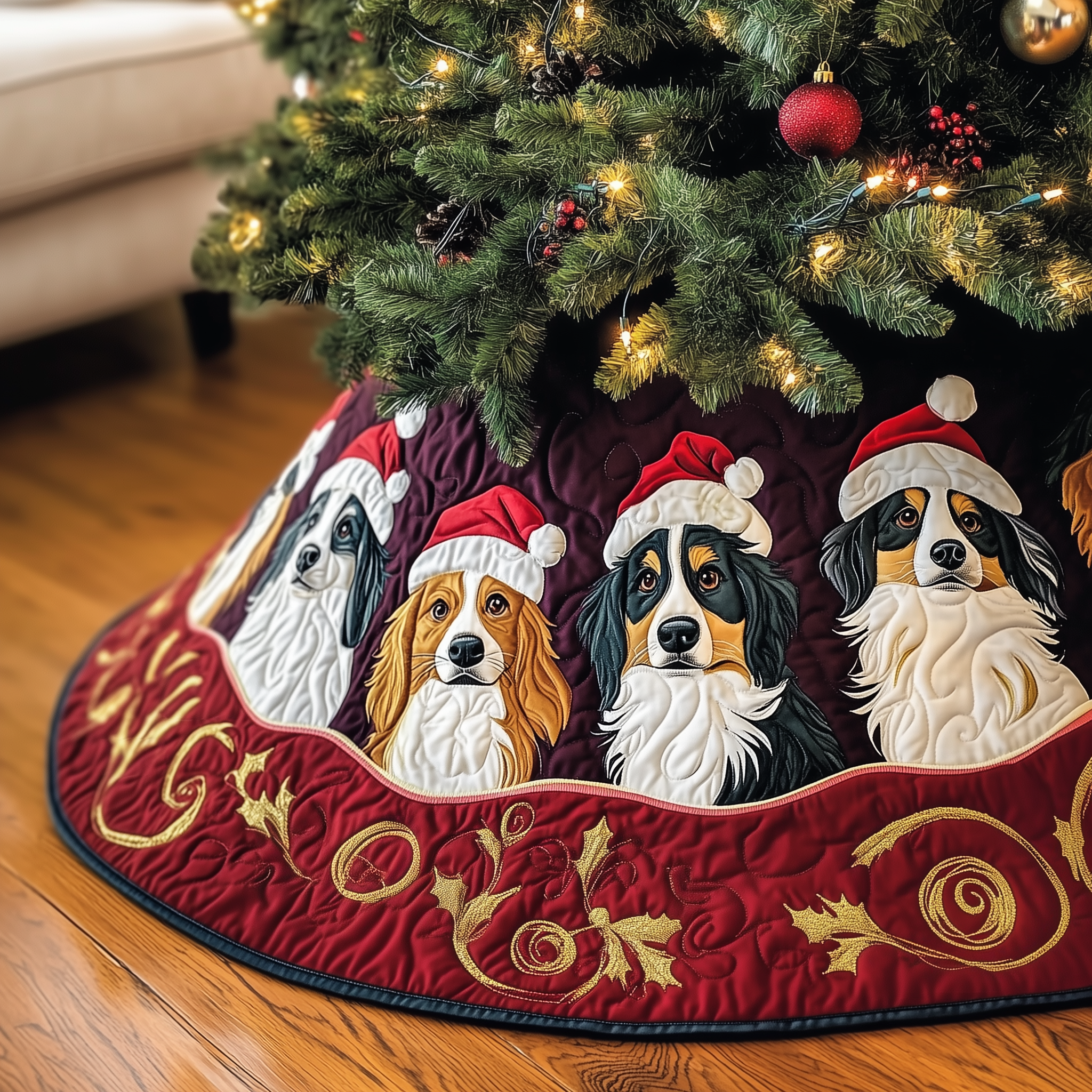 Christmas Australian Shepherd Quilted Tree Skirt Feel Secure and Festive with Your Christmas Decor Christmas Australian Shepherd Quilted Tree Skirt Feel Secure and Festive with Your Christmas Decor