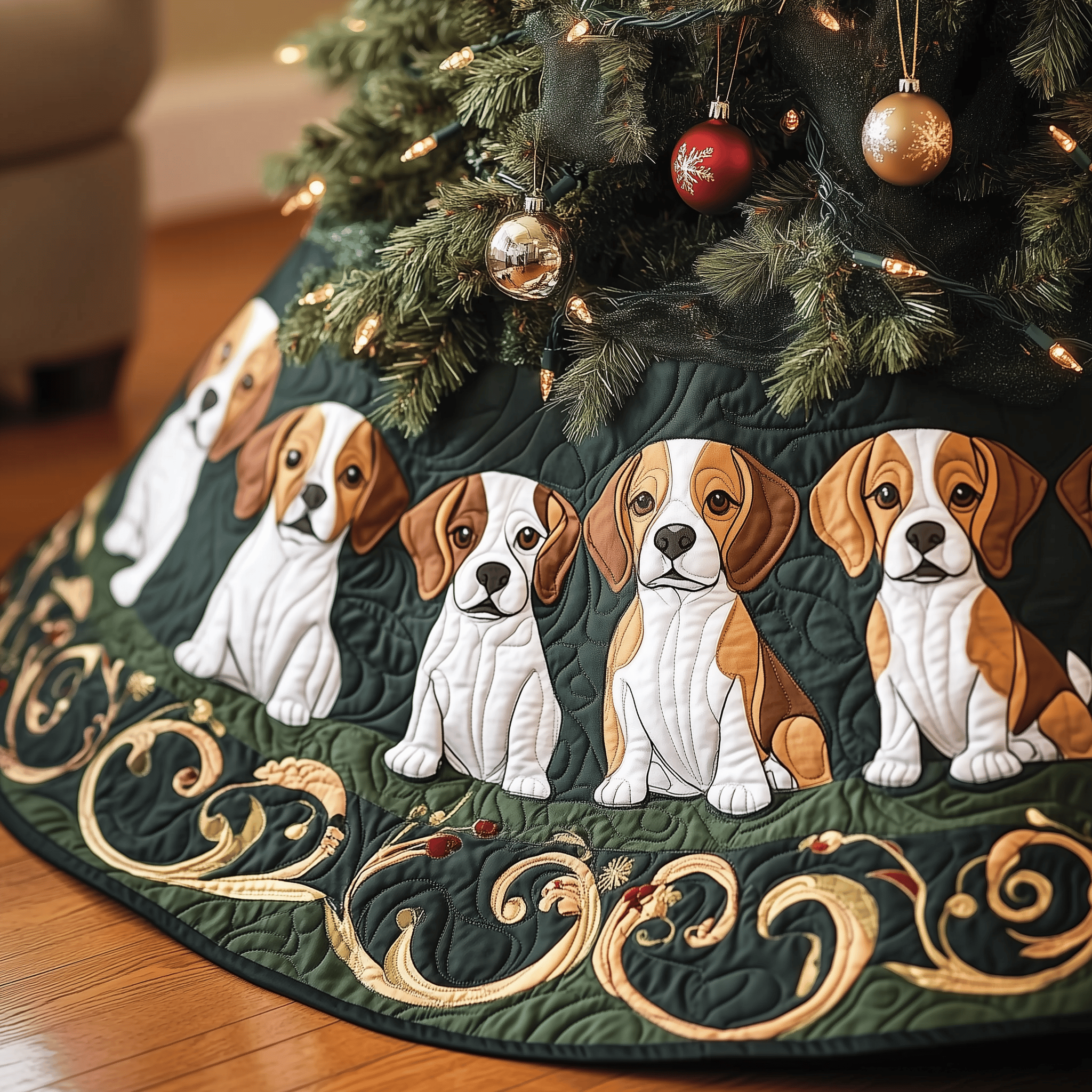 Christmas Beagle Quilted Tree Skirt Bring Comfort to Your Holidays with a Durable Tree Skirt Christmas Beagle Quilted Tree Skirt Bring Comfort to Your Holidays with a Durable Tree Skirt