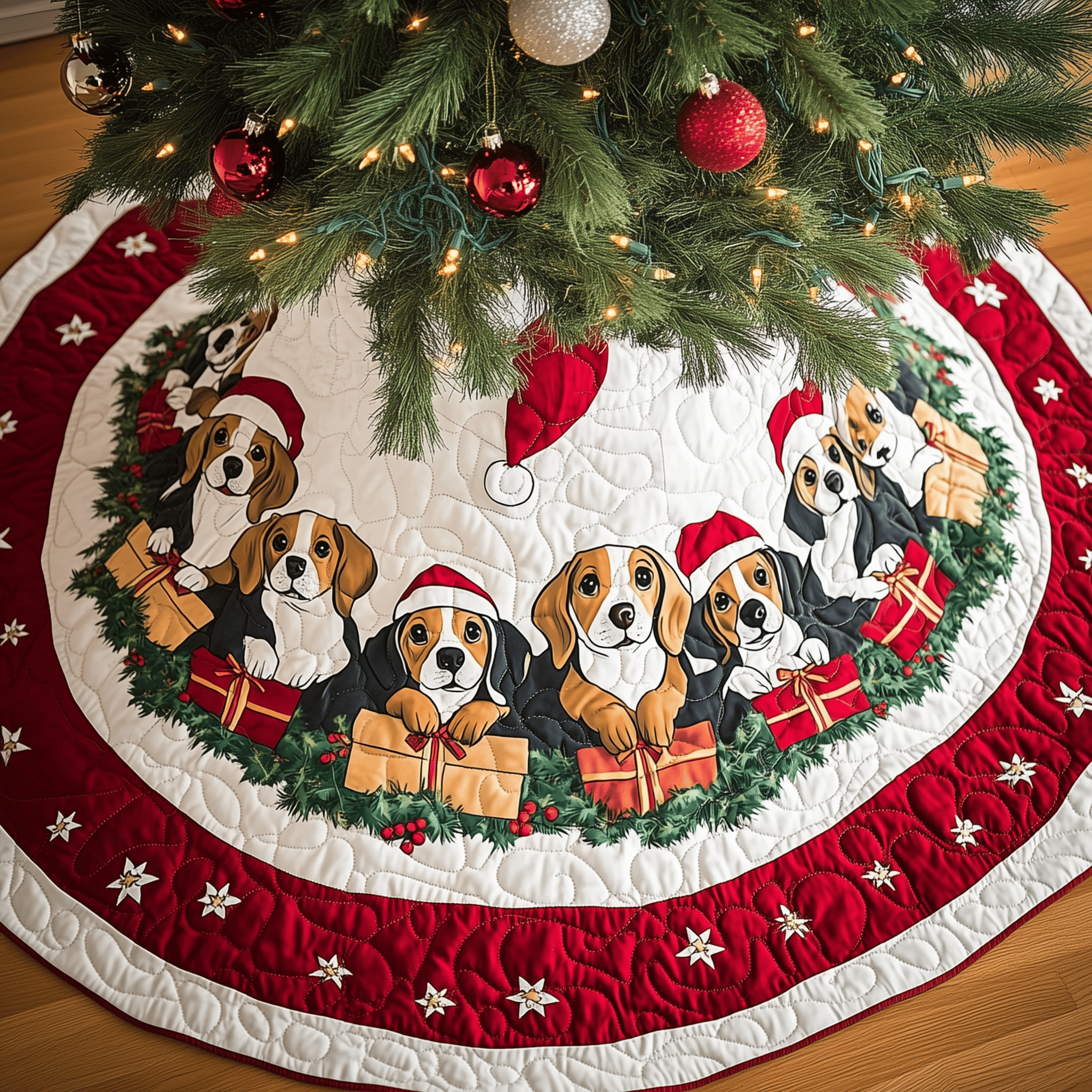 Christmas Beagle Quilted Tree Skirt Celebrate New Traditions with a Stylish and Safe Skirt Christmas Beagle Quilted Tree Skirt Celebrate New Traditions with a Stylish and Safe Skirt