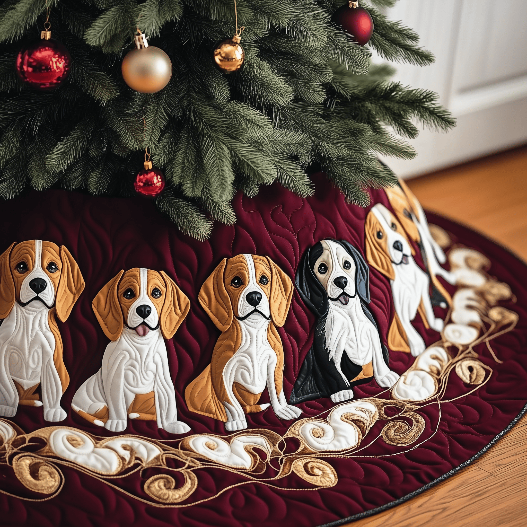 Christmas Beagle Quilted Tree Skirt Feel the Holiday Spirit with a Safe and Chic Tree Skirt Christmas Beagle Quilted Tree Skirt Feel the Holiday Spirit with a Safe and Chic Tree Skirt
