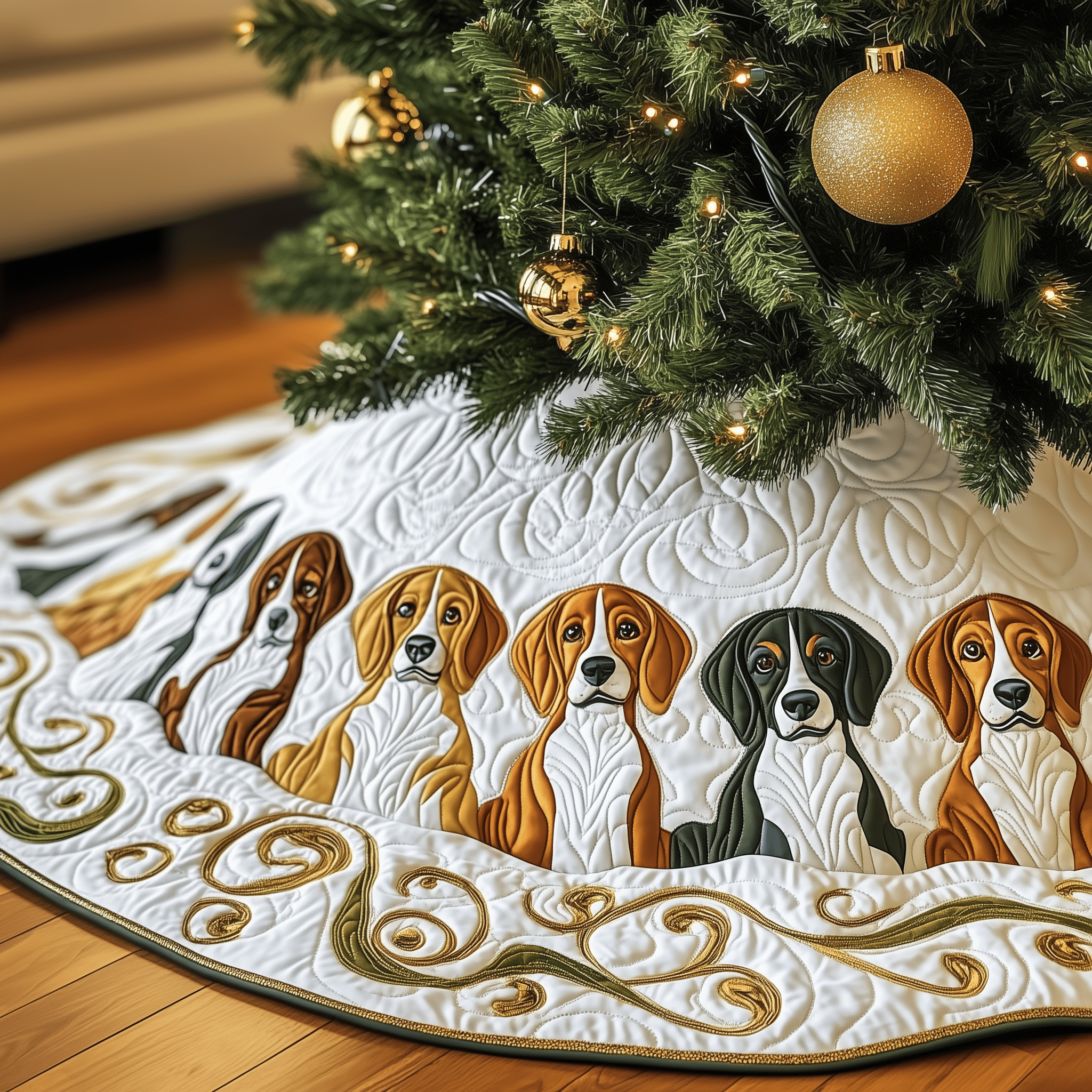 Christmas Beagle Quilted Tree Skirt Relax This Christmas with a Floor-Safe Tree Skirt Christmas Beagle Quilted Tree Skirt Relax This Christmas with a Floor-Safe Tree Skirt