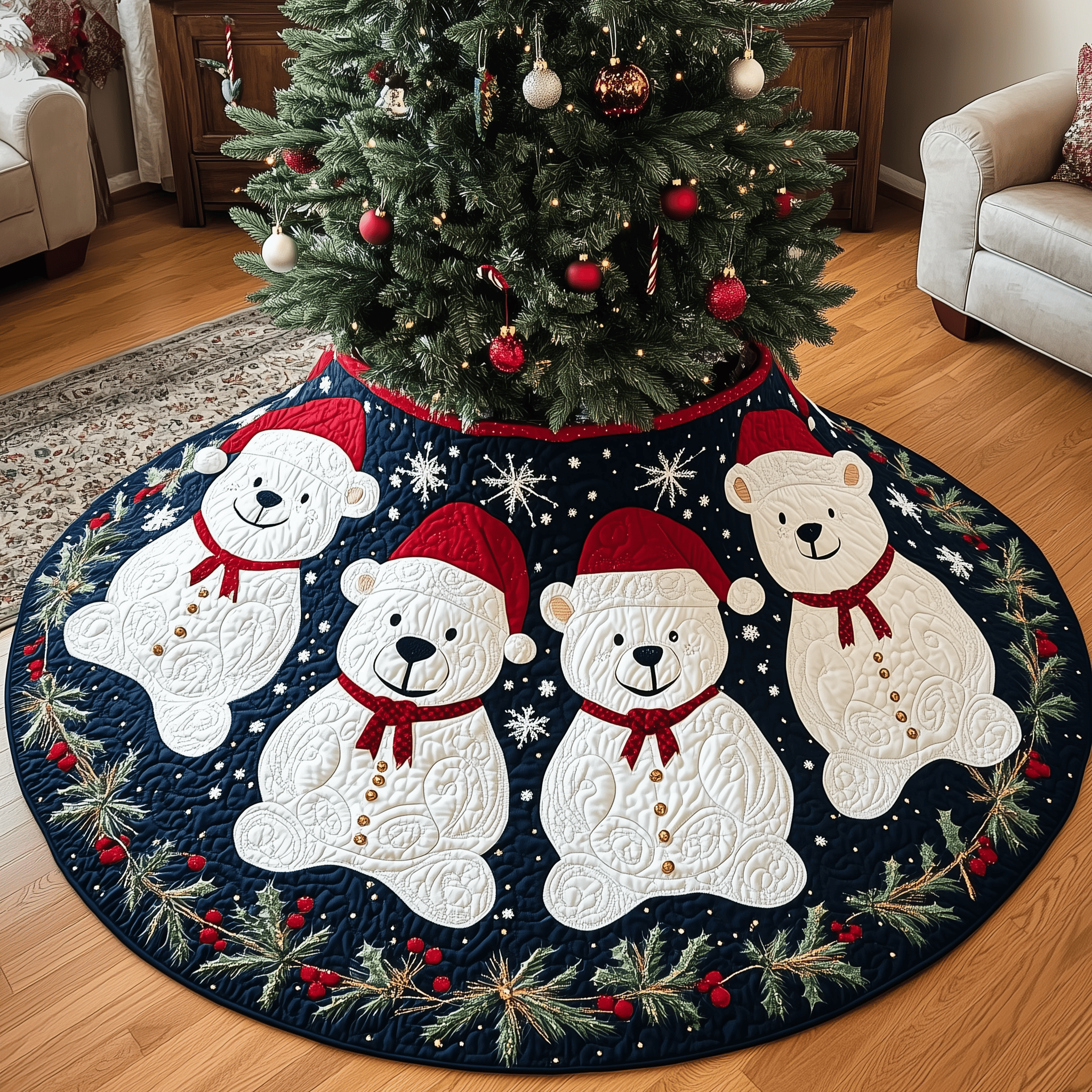 Christmas Bear Quilted Tree Skirt Celebrate with Grace and Safety in Every Detail Christmas Bear Quilted Tree Skirt Celebrate with Grace and Safety in Every Detail