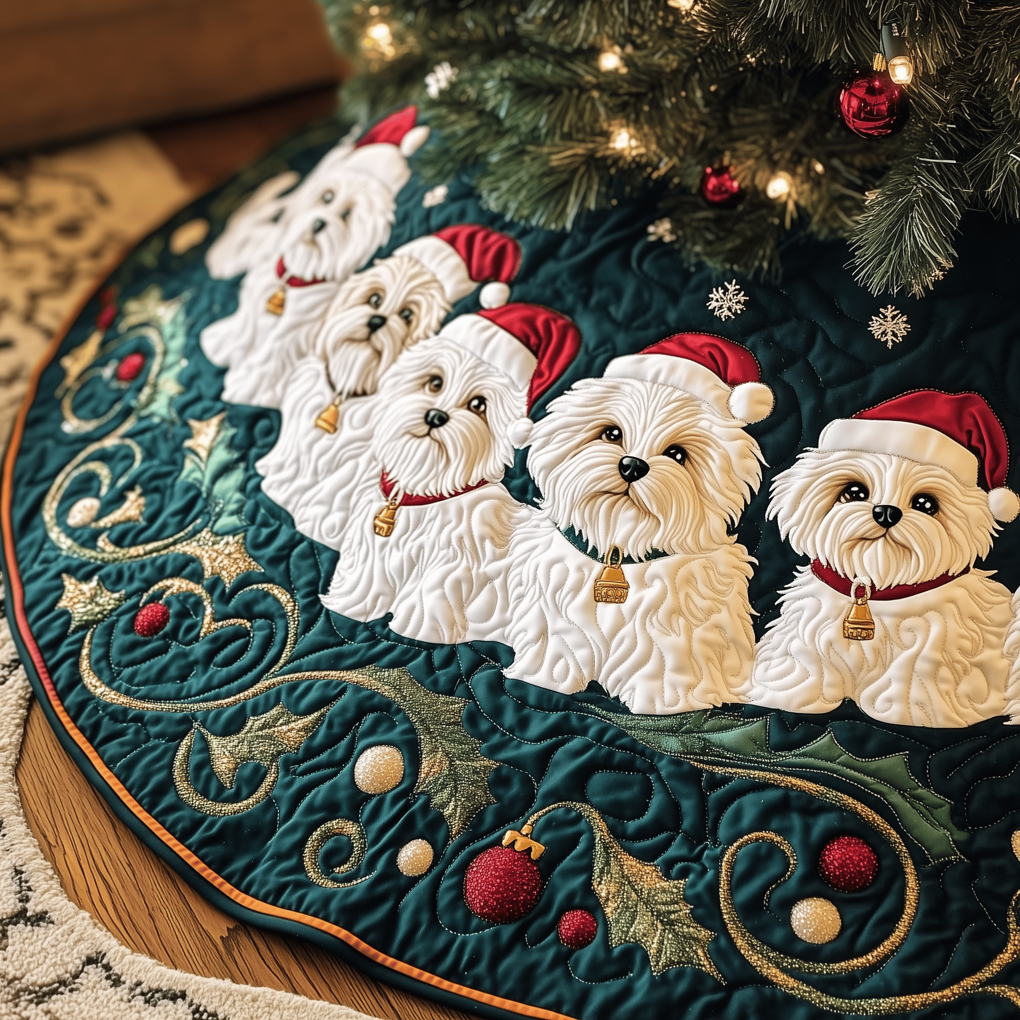 Christmas Bichon Frise Quilted Tree Skirt Celebrate Family Moments with a Protective Tree Skirt Christmas Bichon Frise Quilted Tree Skirt Celebrate Family Moments with a Protective Tree Skirt