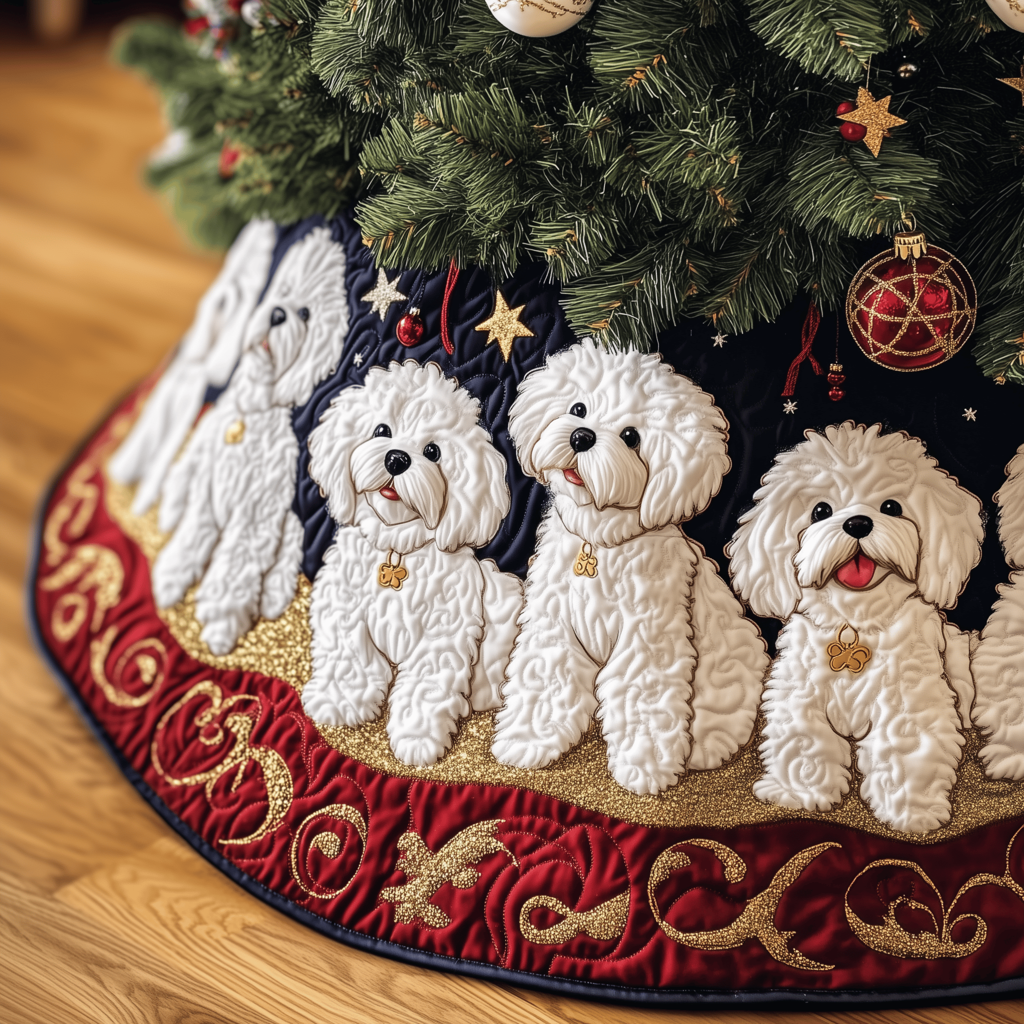 Christmas Bichon Frise Quilted Tree Skirt Celebrate Togetherness with Thoughtful Holiday Decor Christmas Bichon Frise Quilted Tree Skirt Celebrate Togetherness with Thoughtful Holiday Decor
