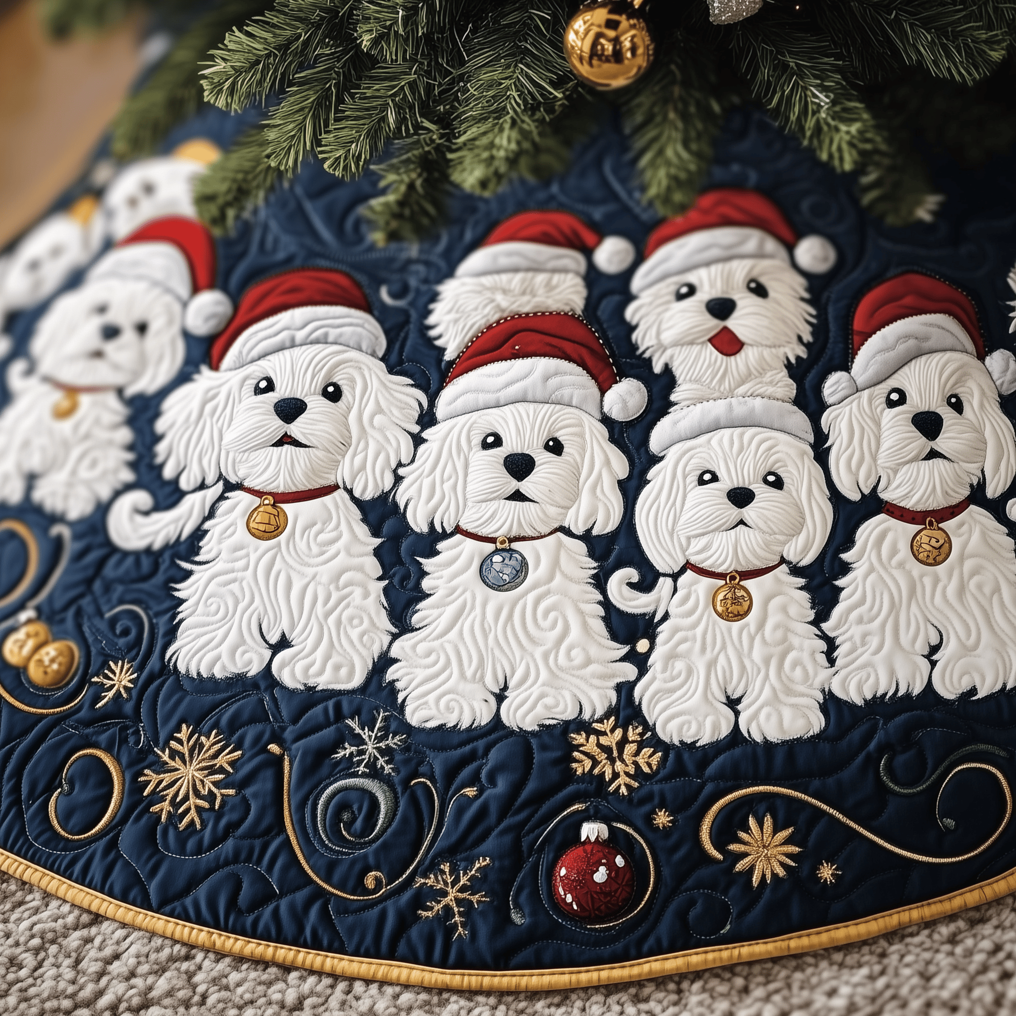 Christmas Bichon Frise Quilted Tree Skirt Celebrate Traditions Safely with a Timeless Tree Skirt Christmas Bichon Frise Quilted Tree Skirt Celebrate Traditions Safely with a Timeless Tree Skirt